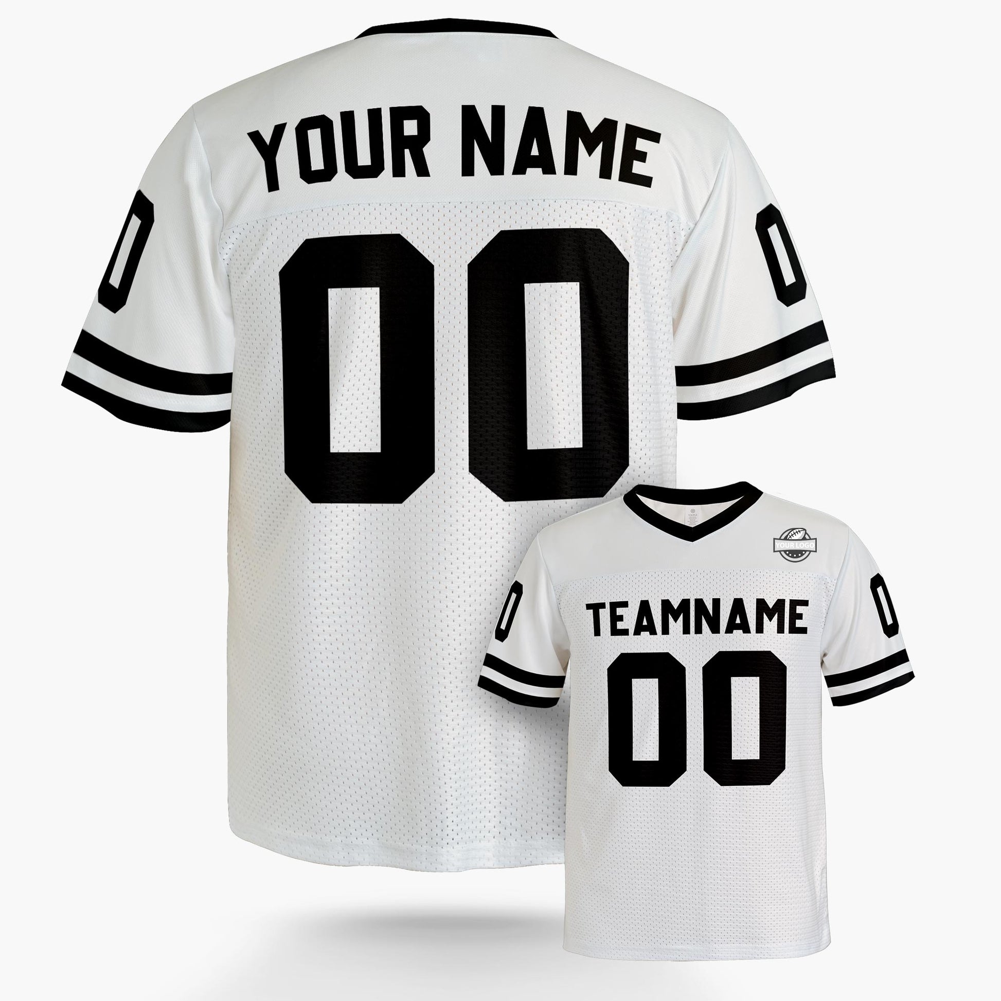 Custom Football Jersey White and Black - Design Your Own