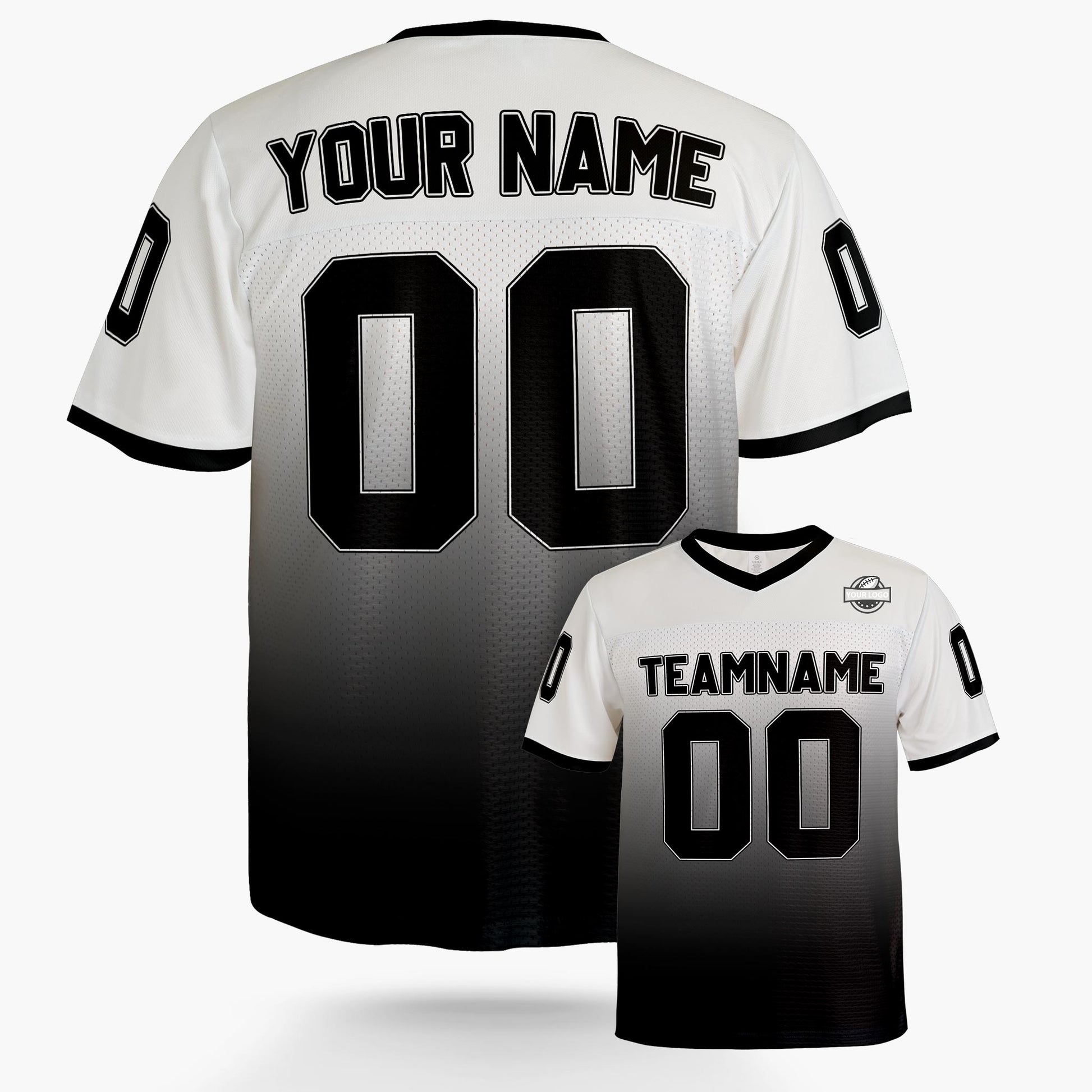 Custom Football Jersey White and Black Gradient - Design Your Own