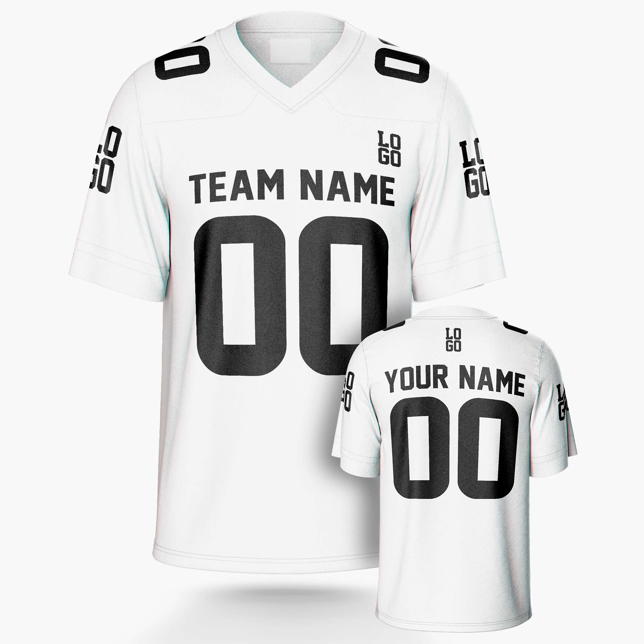 Custom Football Jersey White and Black - Design Your Own