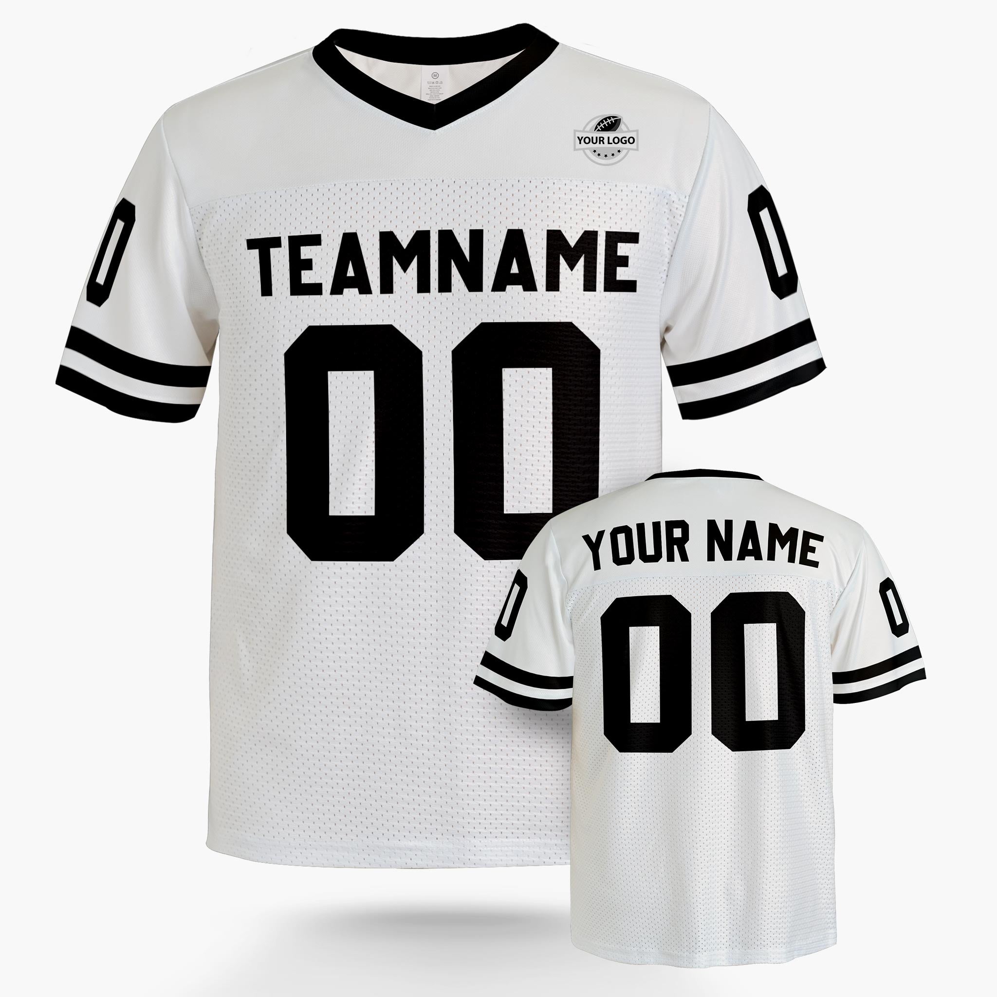 Custom Football Jersey White and Black - Design Your Own