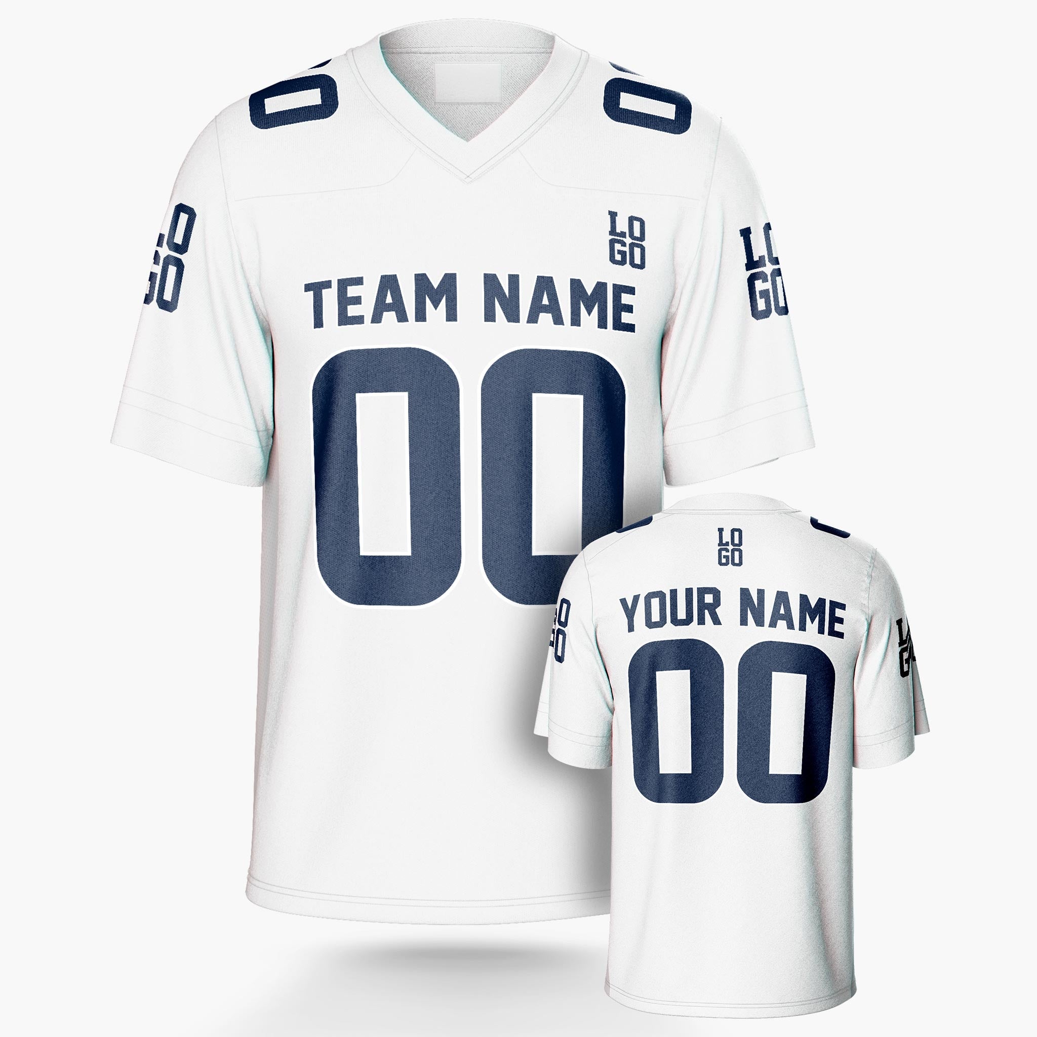 Custom Football Jersey White and Navy - Design Your Own