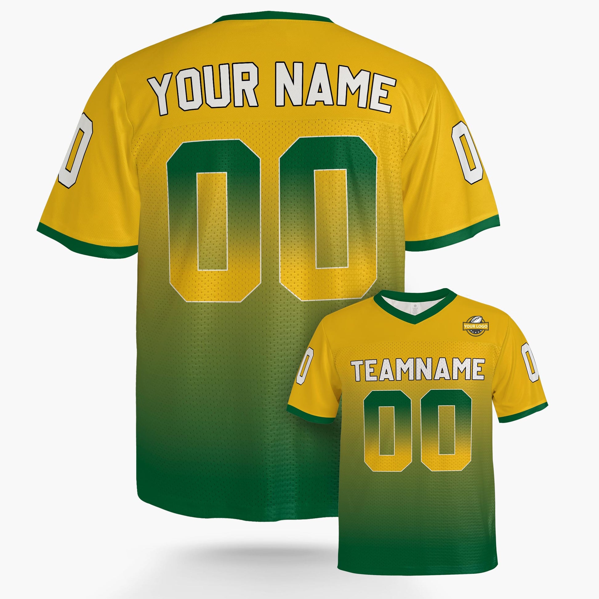 Custom Football Jersey Yellow and Green Gradient - Design Your Own