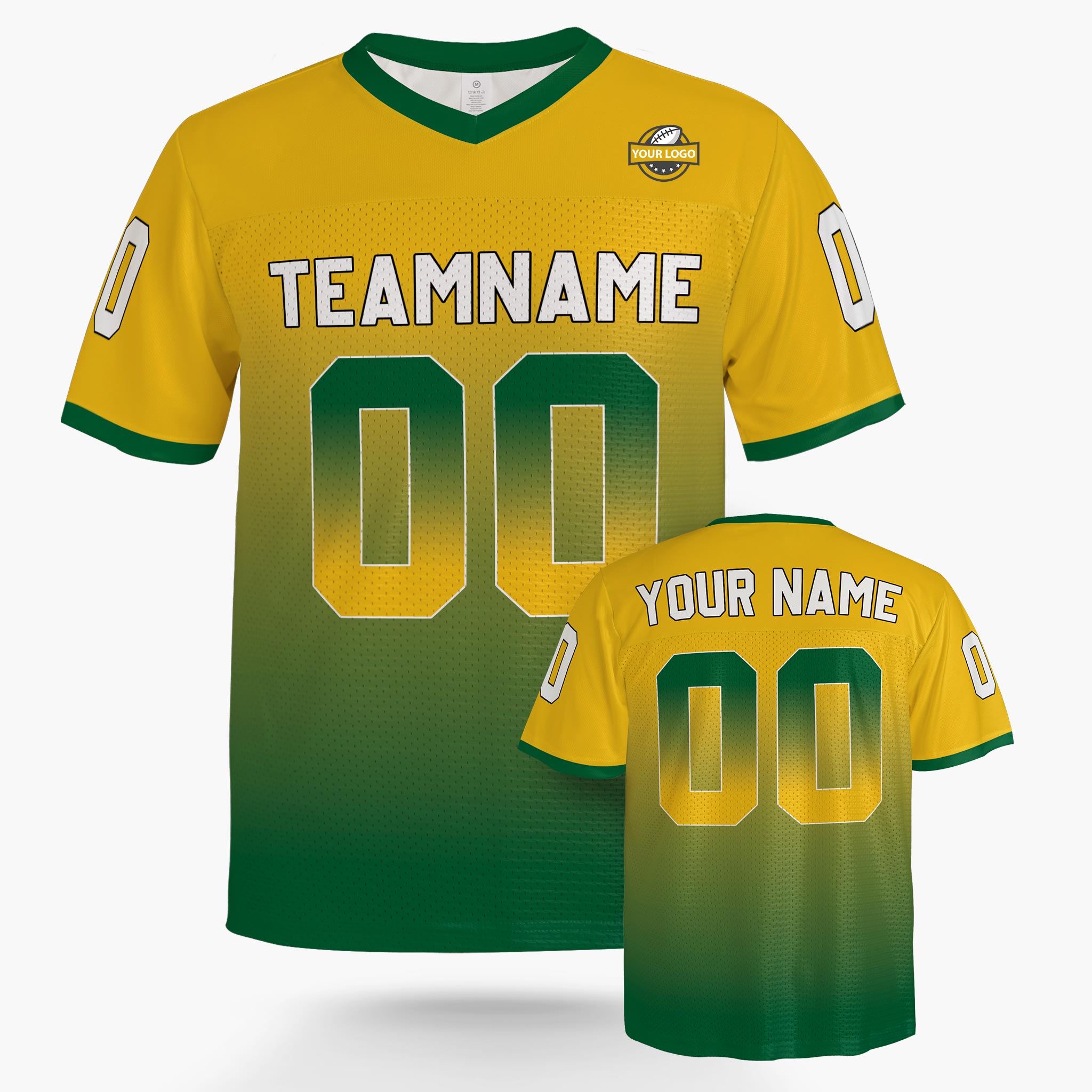 Custom Football Jersey Yellow and Green Gradient - Design Your Own