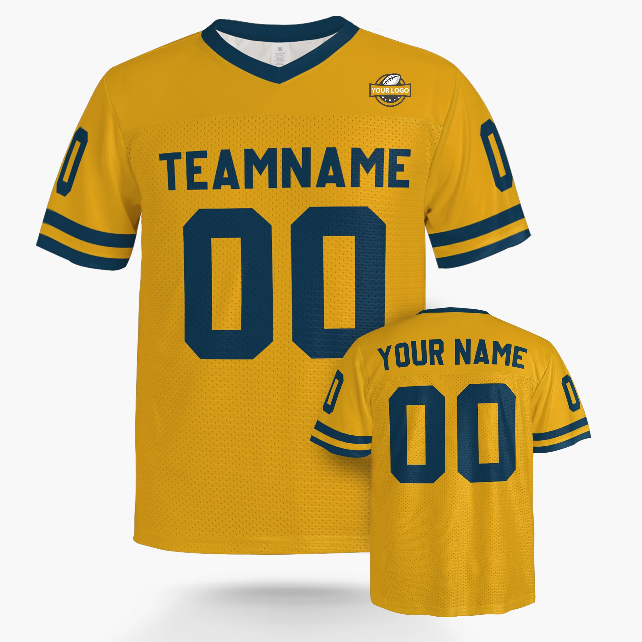 Custom Football Jersey Yellow and Navy - Design Your Own