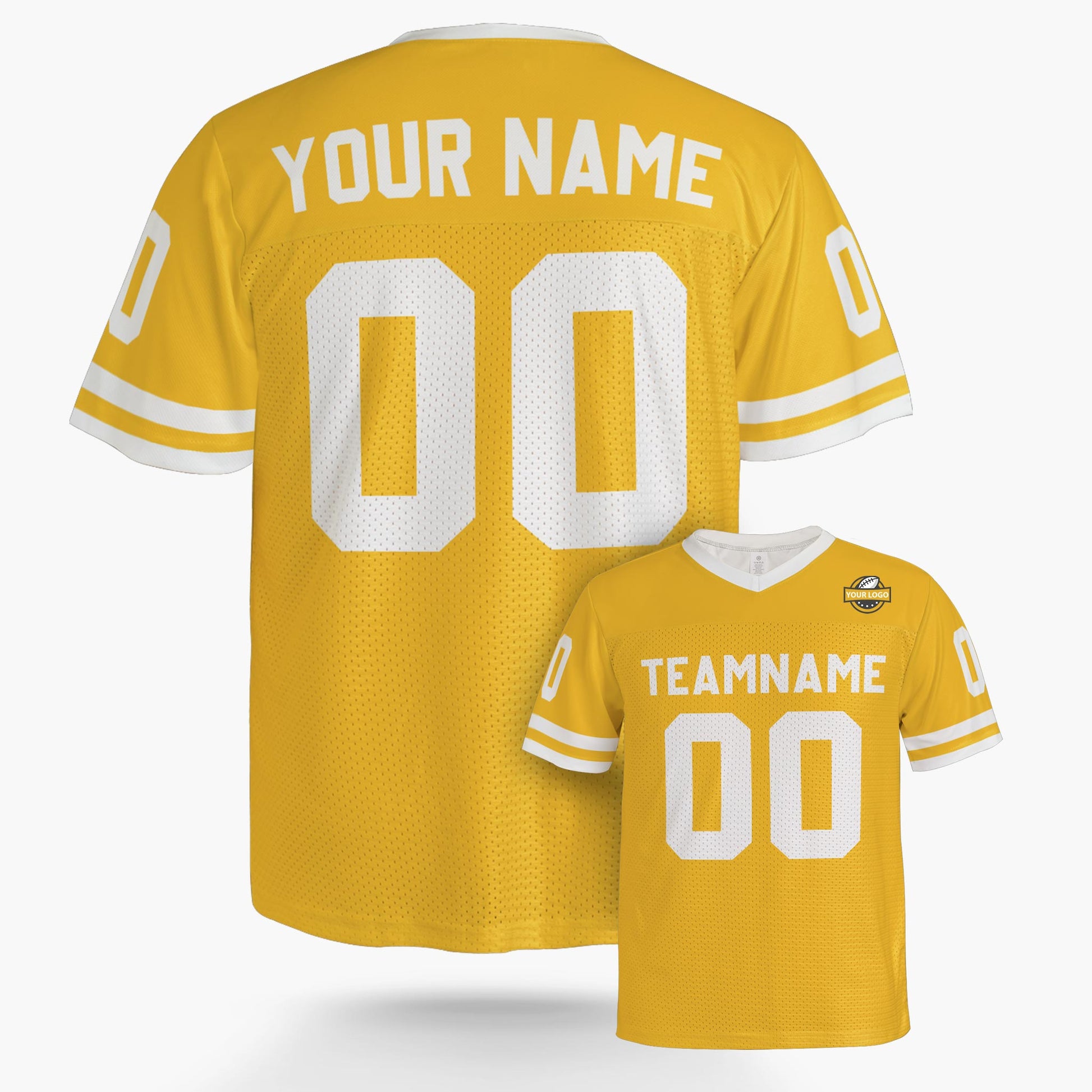 Custom Football Jersey Yellow and White - Design Your Own