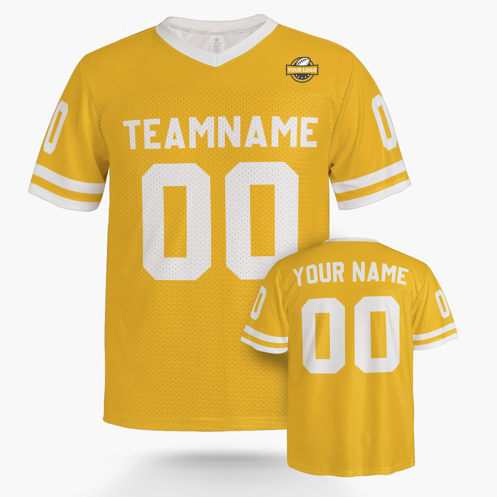 Custom Football Jersey Yellow and White - Design Your Own