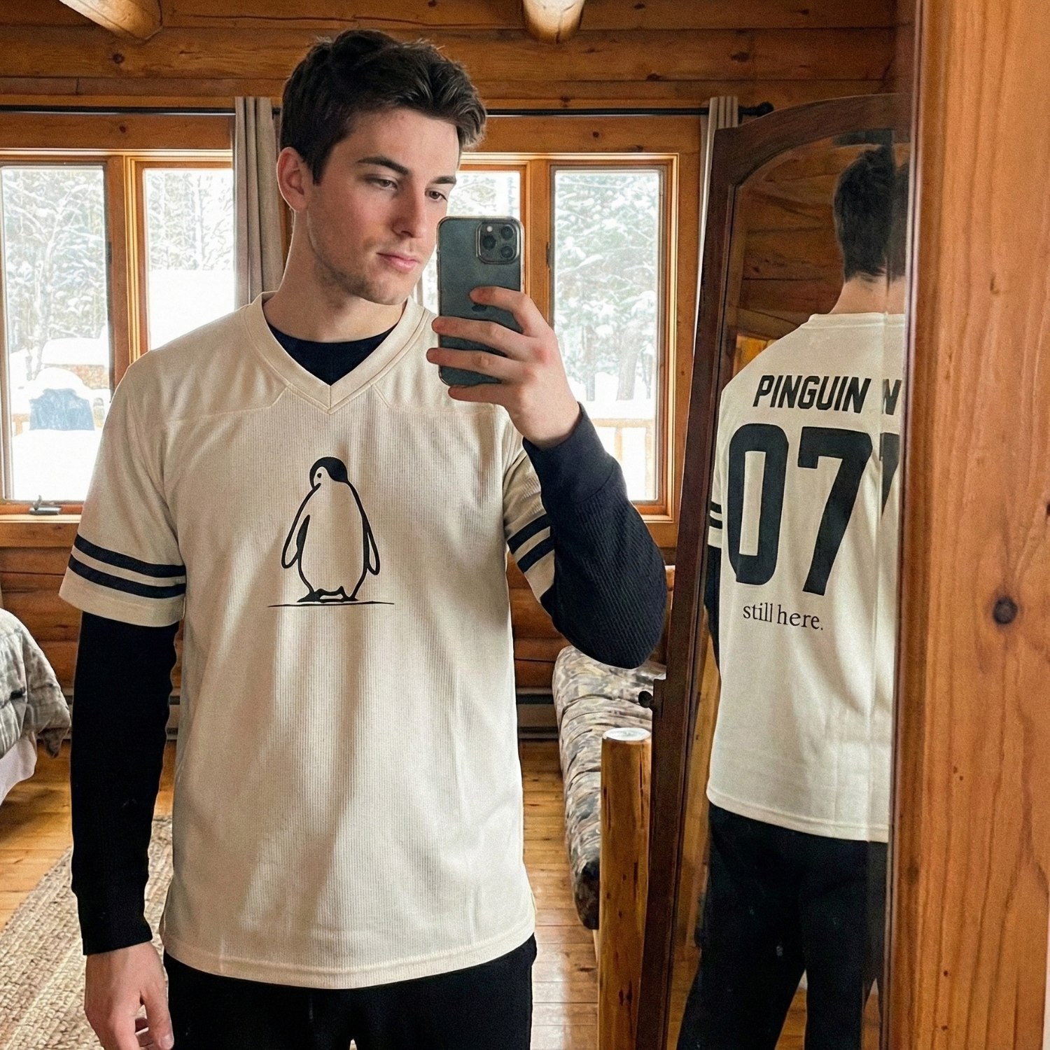 Custom Football Jersey – Minimal Penguin Illustration – Add Your Name and Number