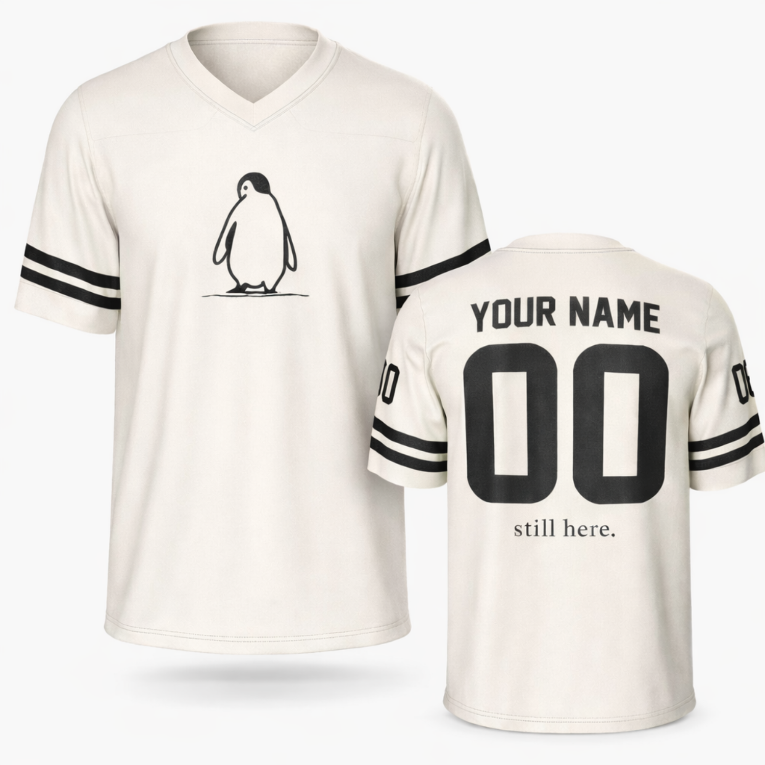 Custom Football Jersey – Minimal Penguin Illustration – Add Your Name and Number