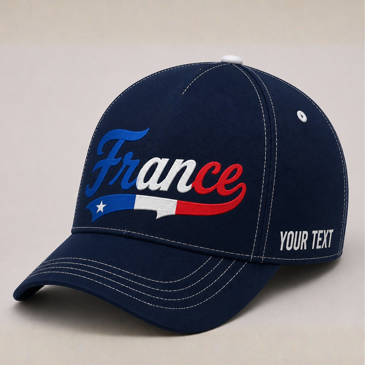 Custom France Baseball Cap, Add Your Name, Team Name and Number