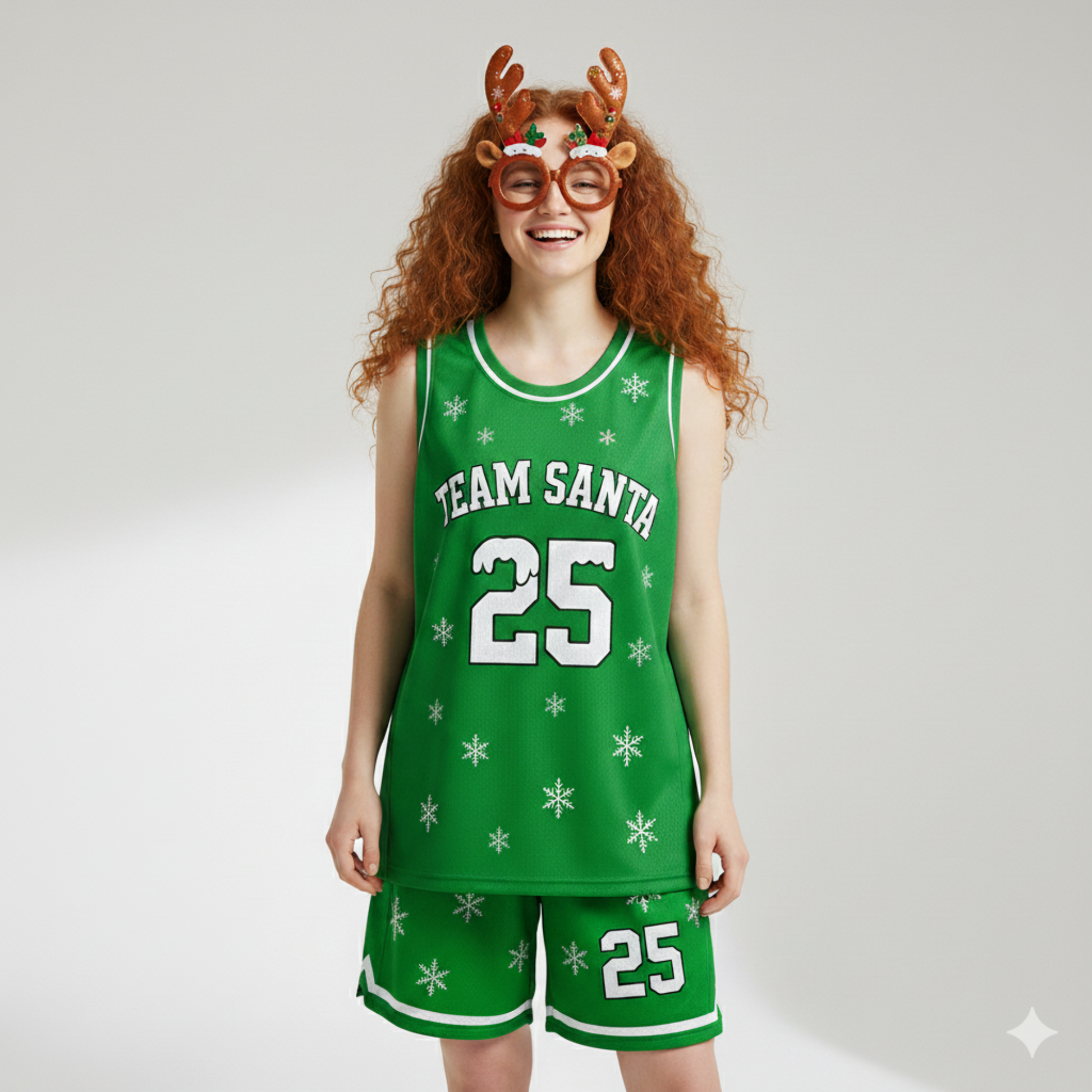 Custom Christmas Basketball Jersey Green Team Santa - Design Your Own