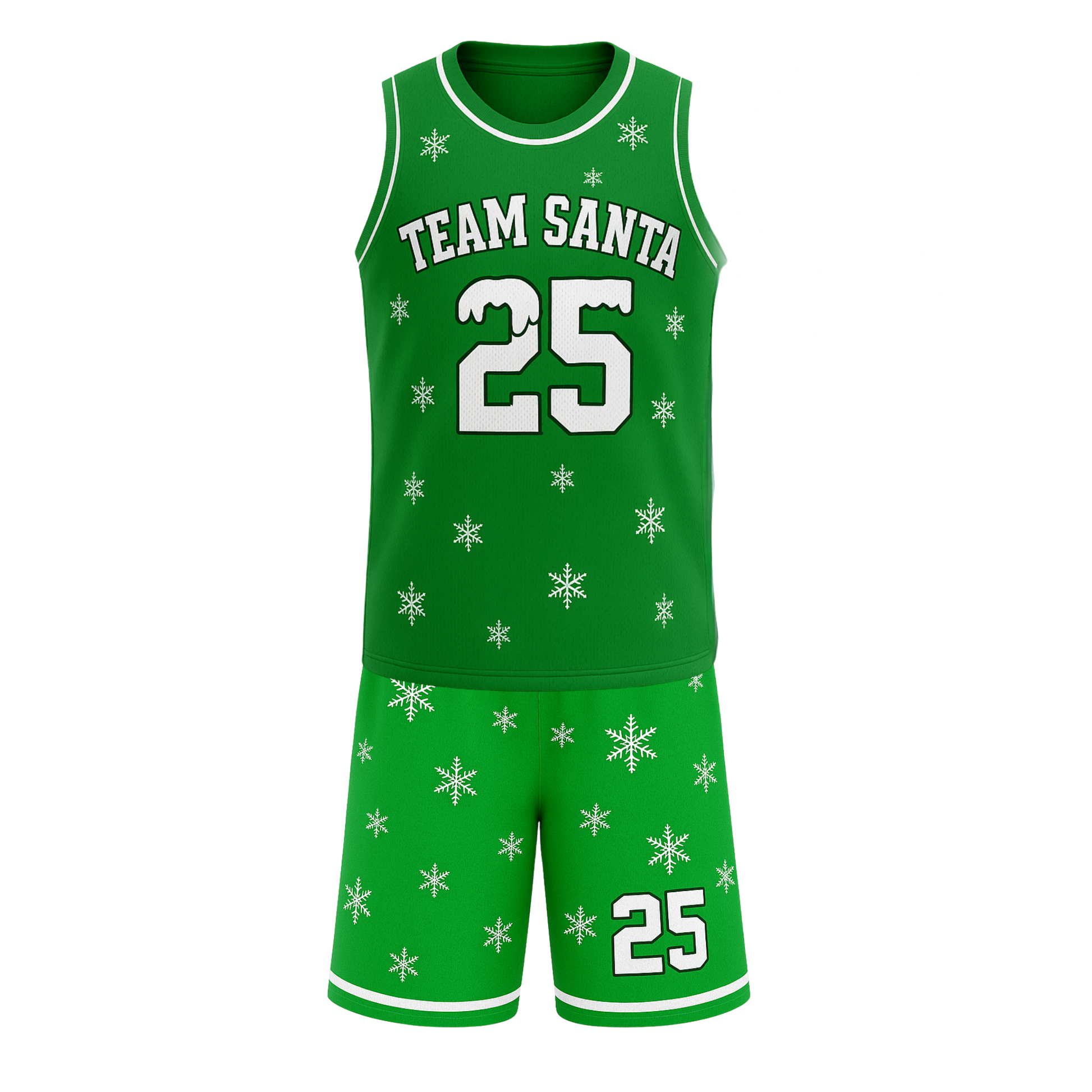 Custom Christmas Basketball Jersey Green Team Santa - Design Your Own