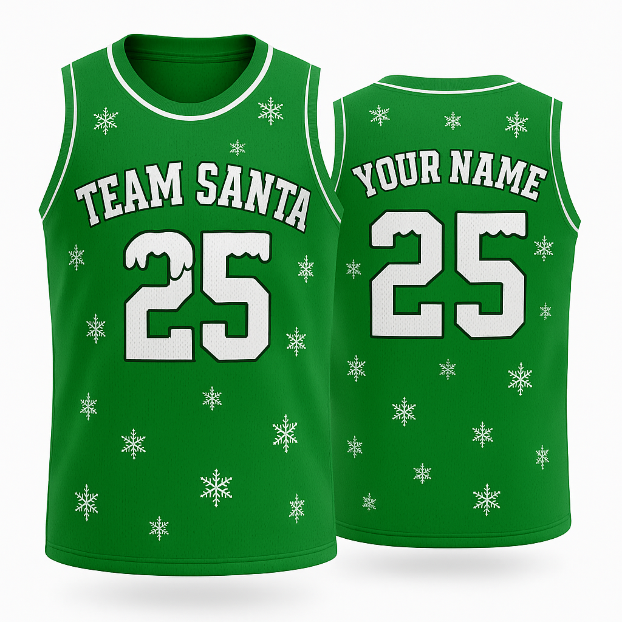 Custom Christmas Basketball Jersey Green Team Santa - Design Your Own