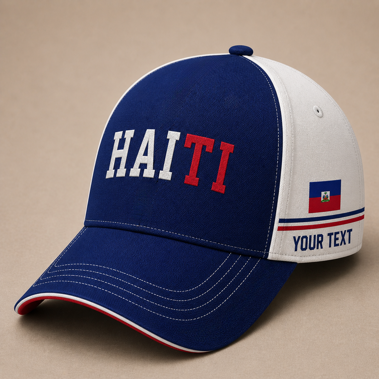 Custom Haiti Baseball Cap, Add Your Name, Team Name and Number
