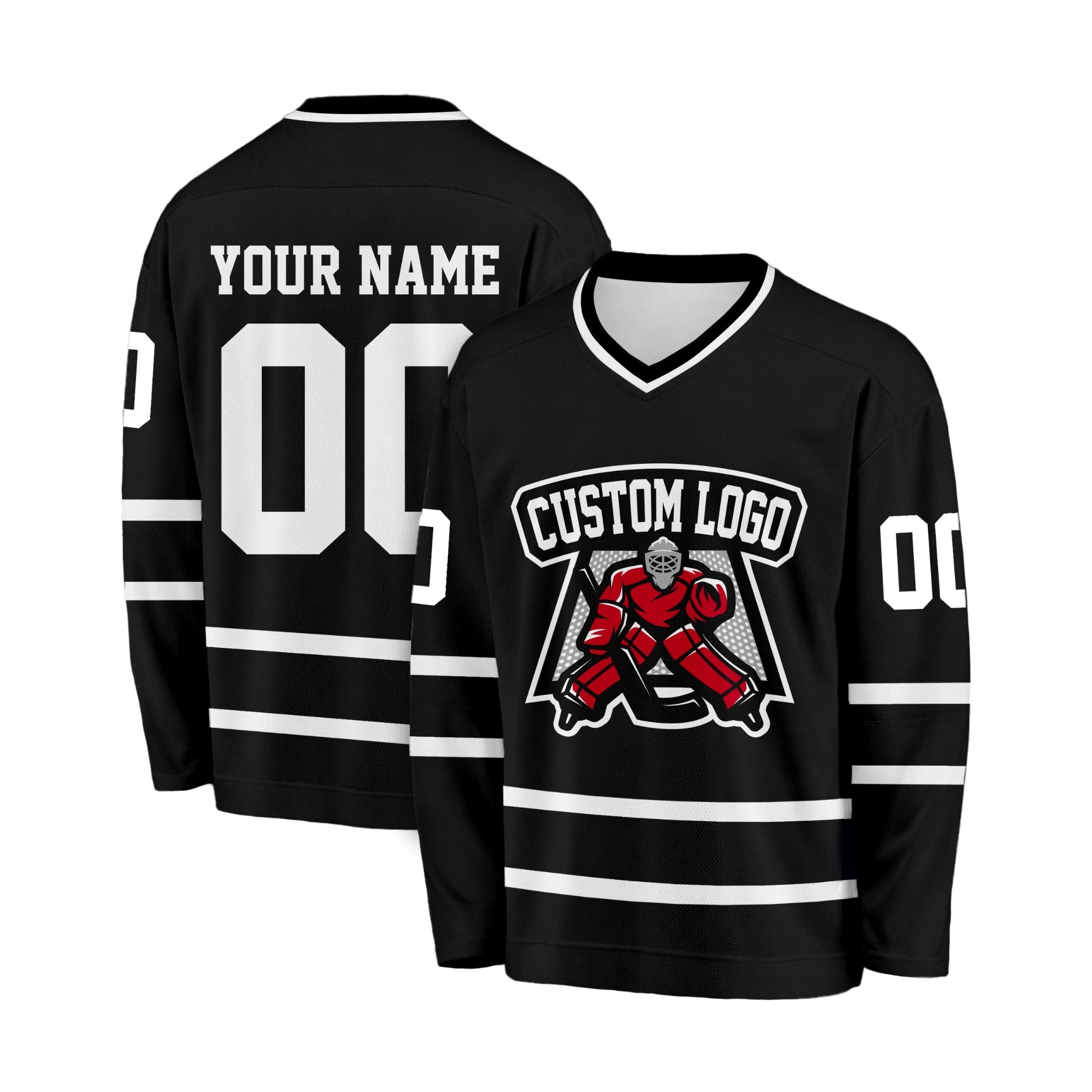 Custom Hockey Jersey Black and White - Design Your Own