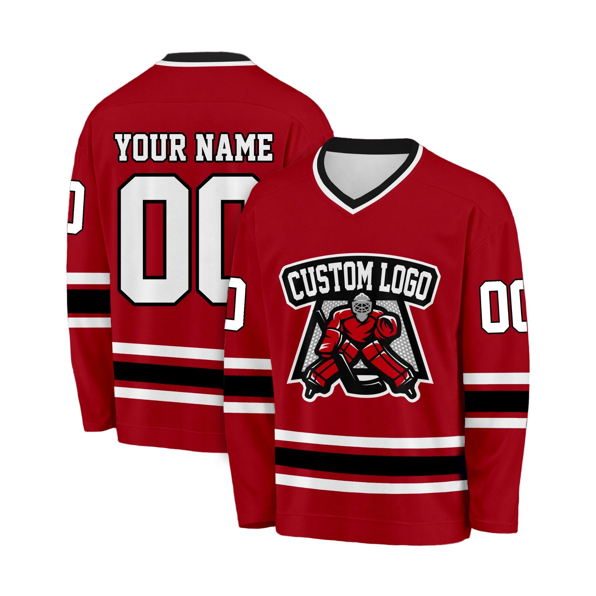 Custom Hockey Jersey Cherry and Black - Design Your Own