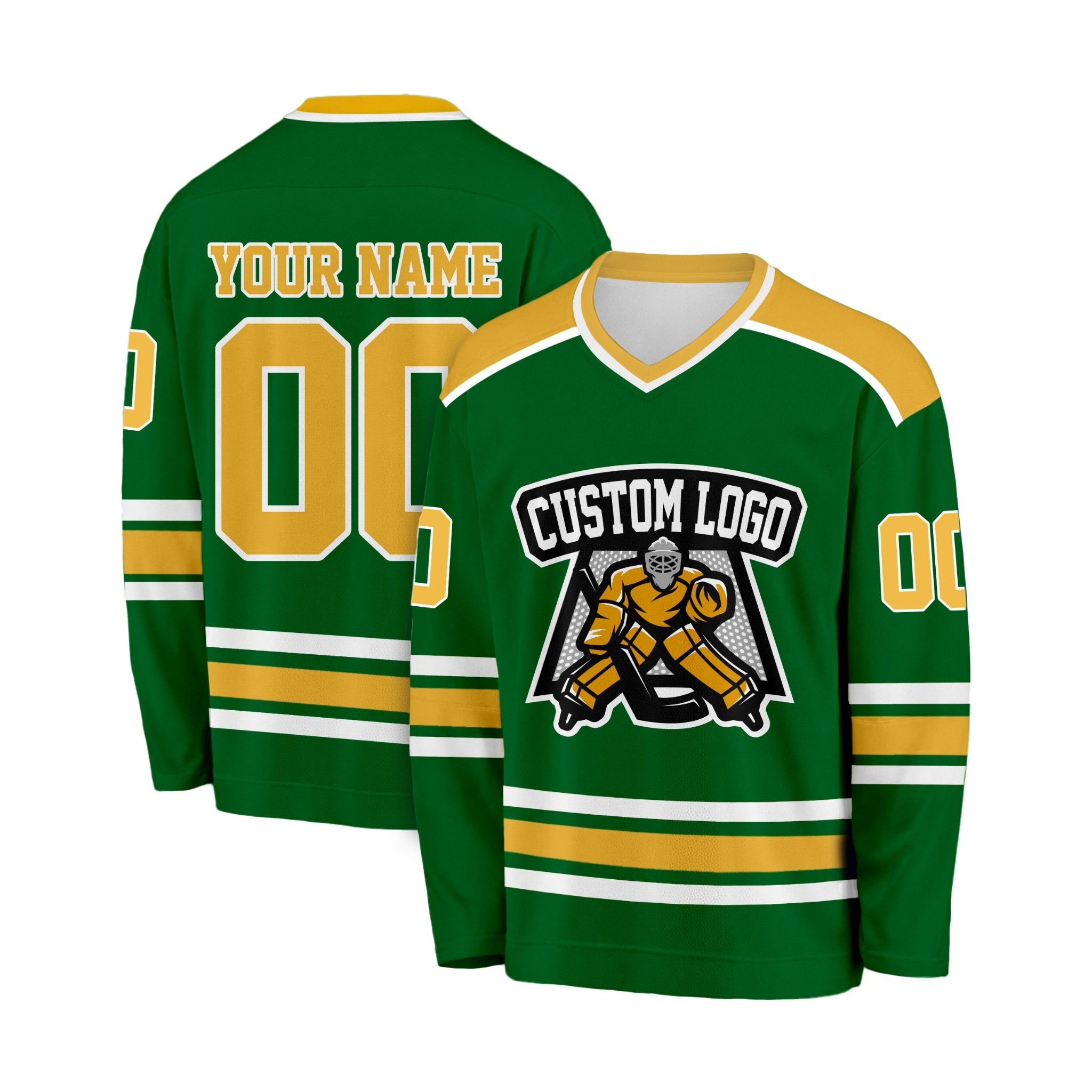 Custom Hockey Jersey Forest and Yellow - Design Your Own