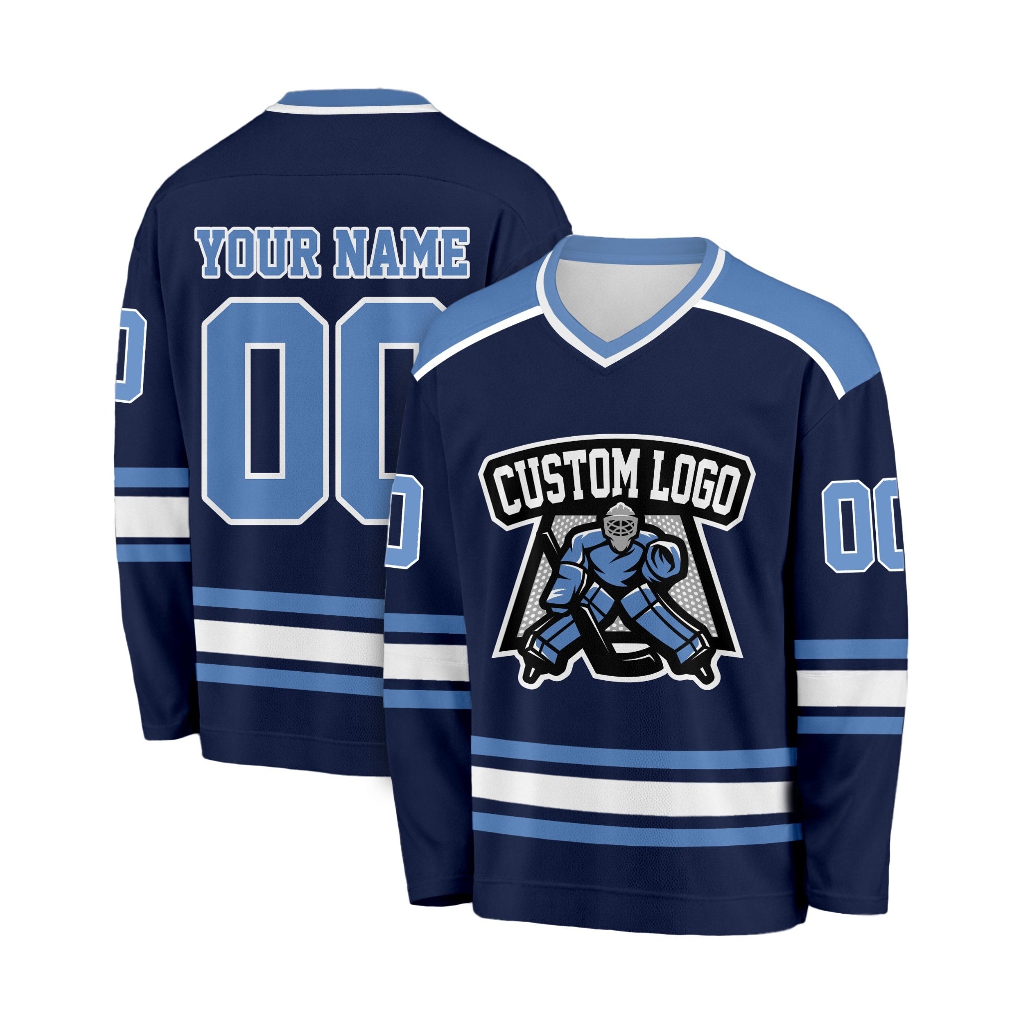 Custom Hockey Jersey Navy and Blue - Design Your Own