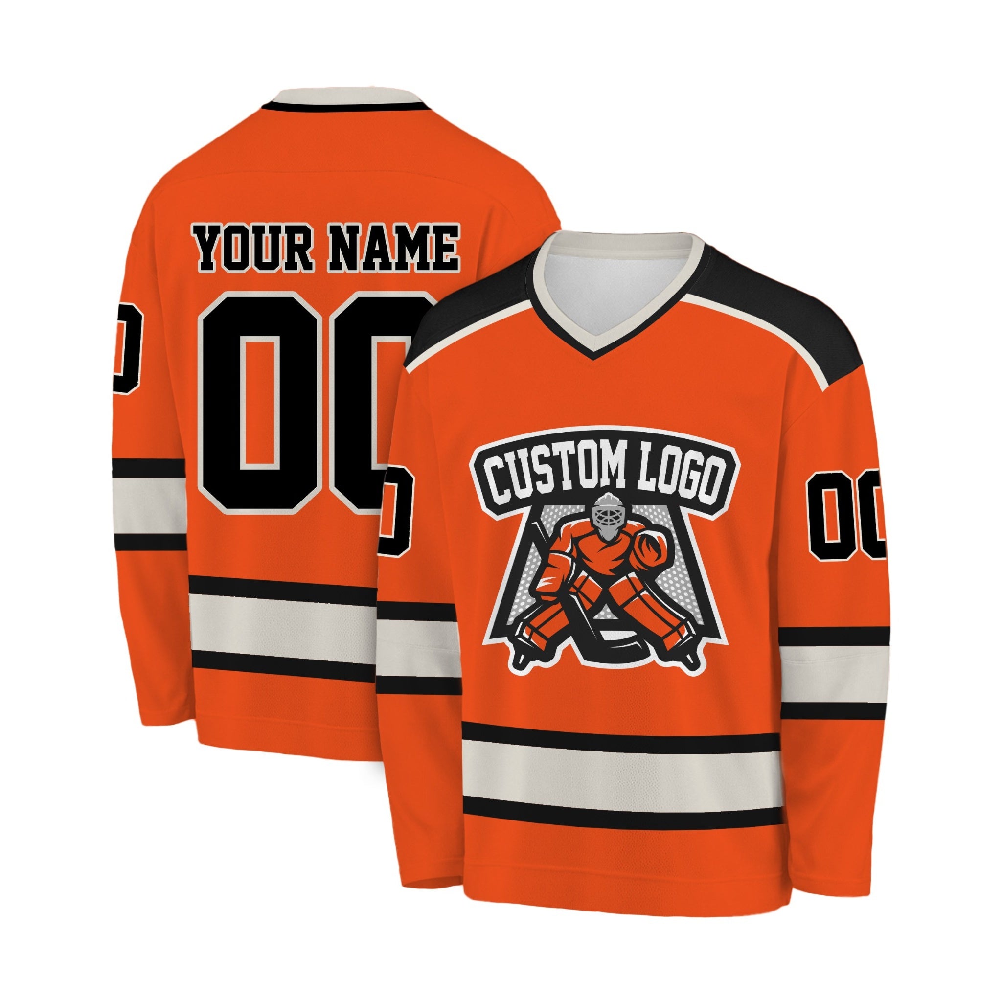 Custom Hockey Jersey Orange and Black - Design Your Own
