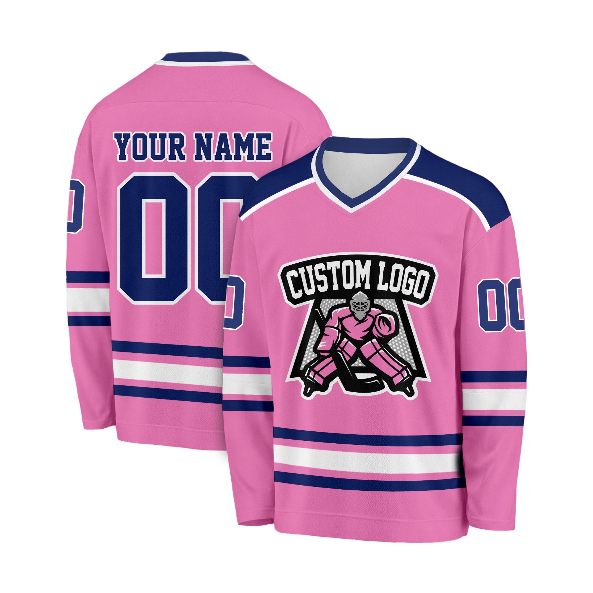 Custom Hockey Jersey Pink and Navy - Design Your Own