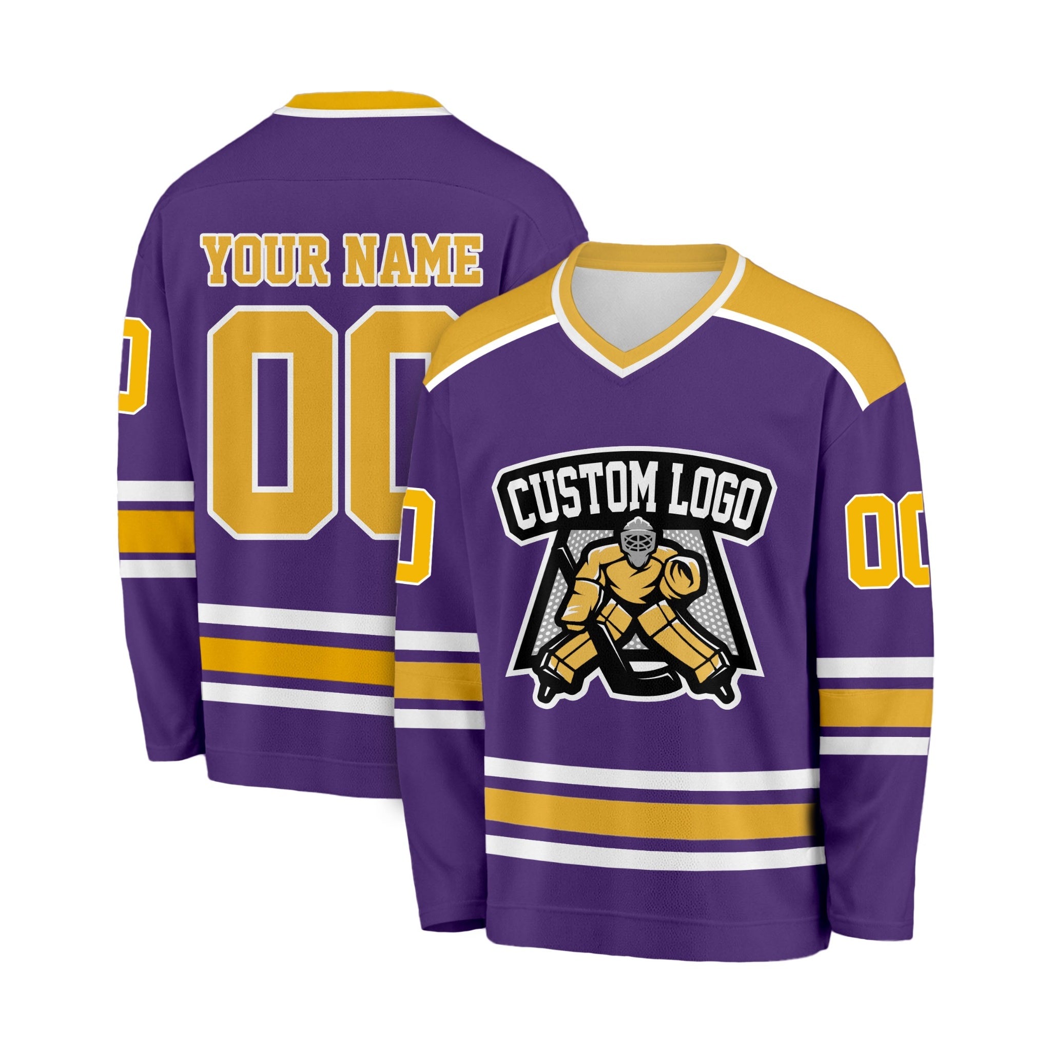 Custom Hockey Jersey Purple and Yellow - Design Your Own