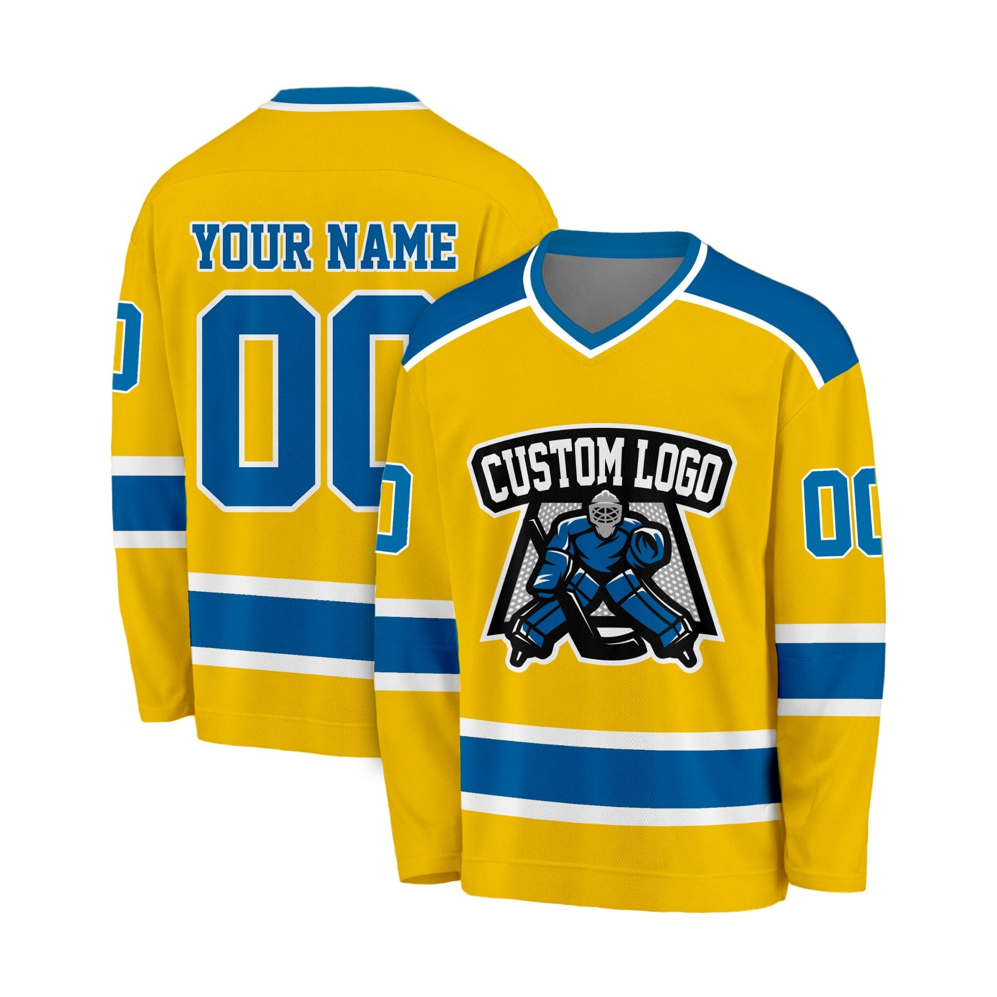 Custom Hockey Jersey Yellow and Royal - Design Your Own