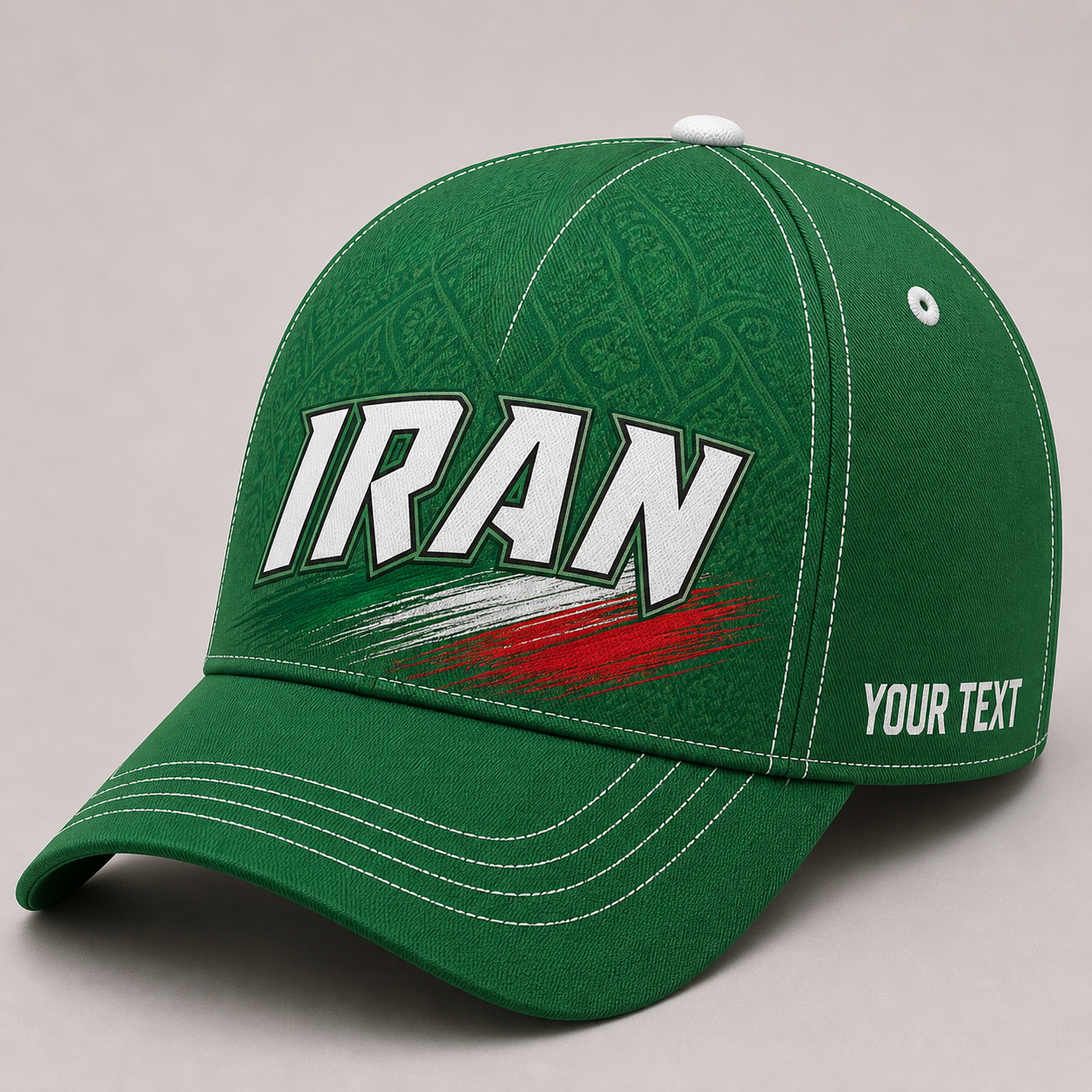 Custom Iran Baseball Cap, Add Your Name, Team Name and Number