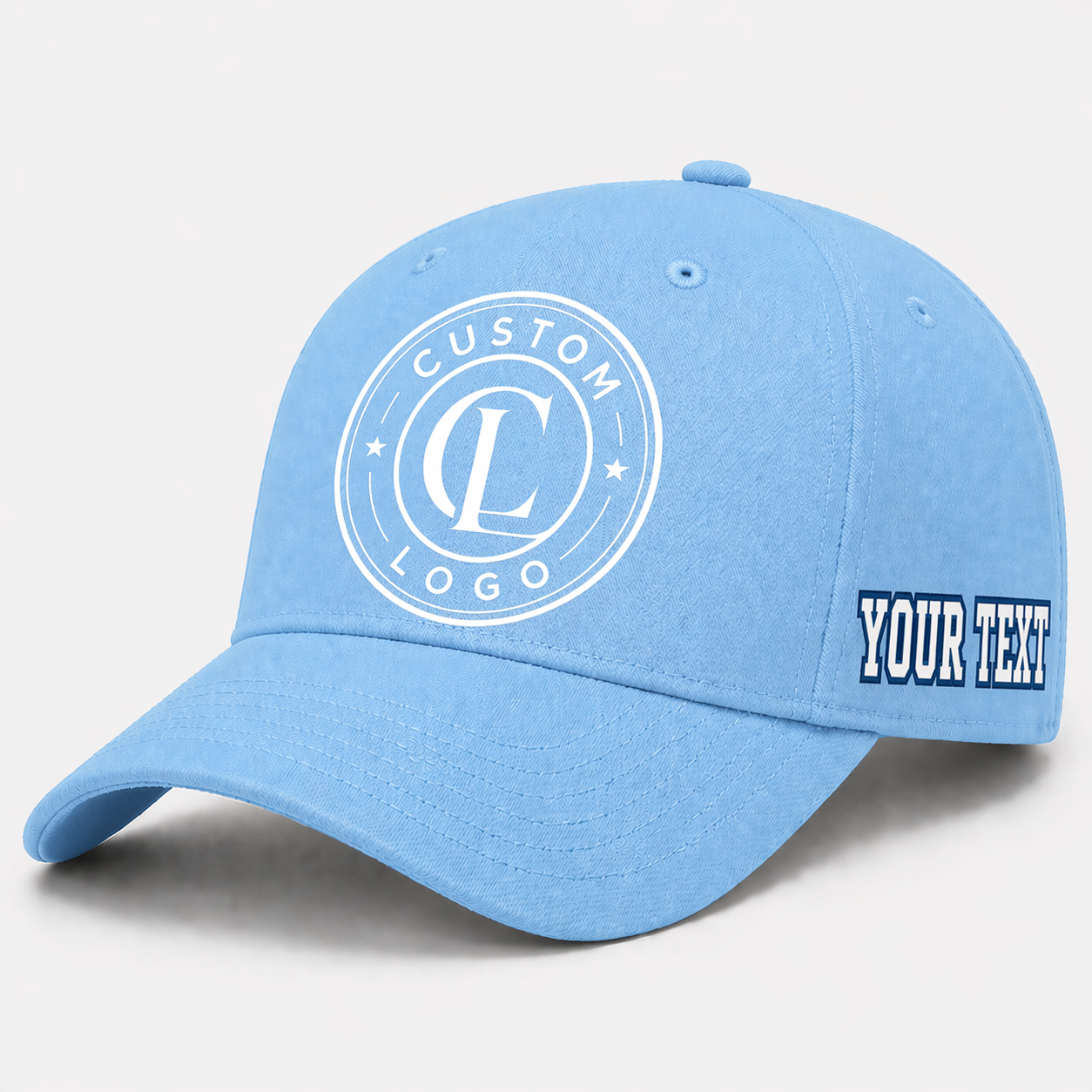 Custom Light Blue Baseball Cap, Add Your Name, Team Name and Number