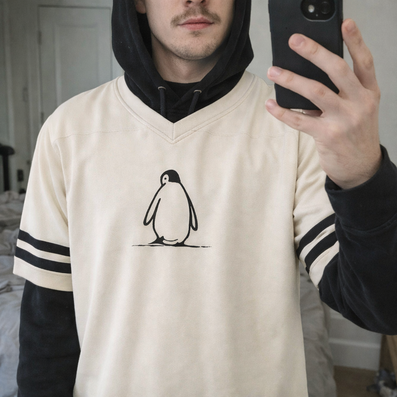 Custom Football Jersey – Minimal Penguin Illustration – Add Your Name and Number