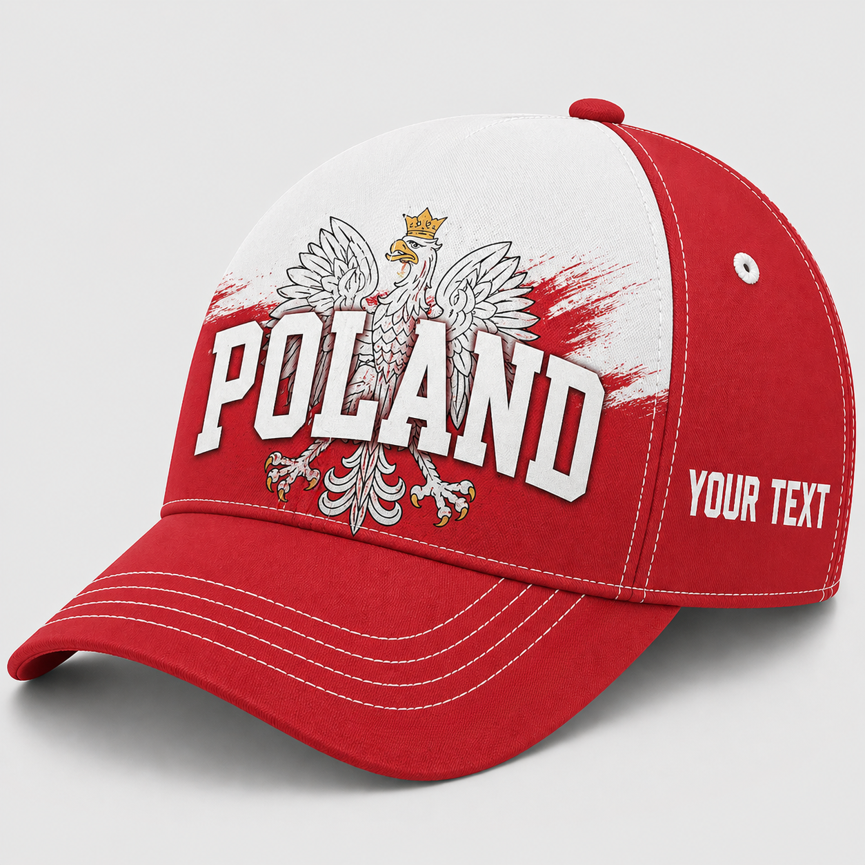 Custom Poland Baseball Cap, Add Your Name, Team Name and Number