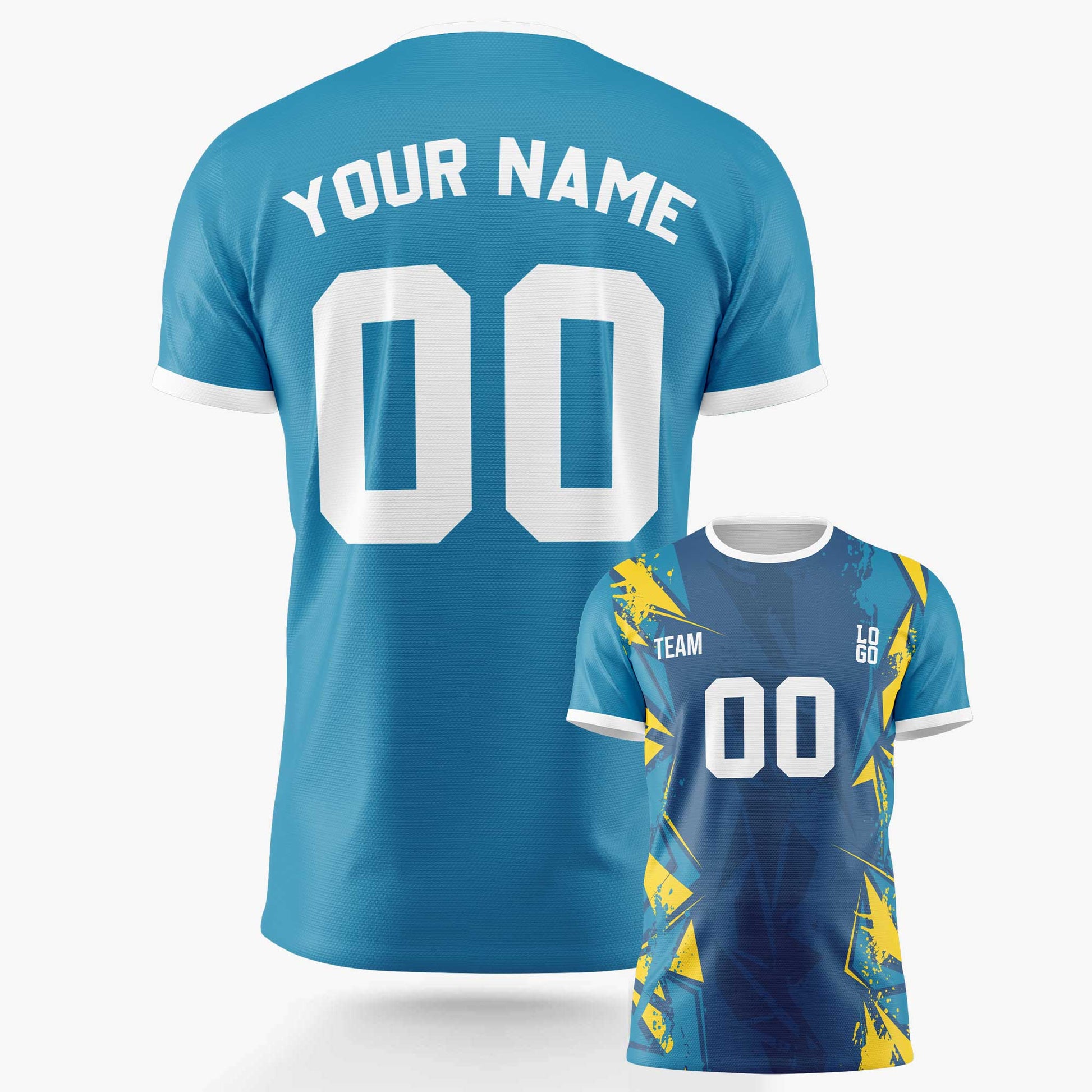 Custom Soccer Jersey Aqua Blue and White - Design Your Own