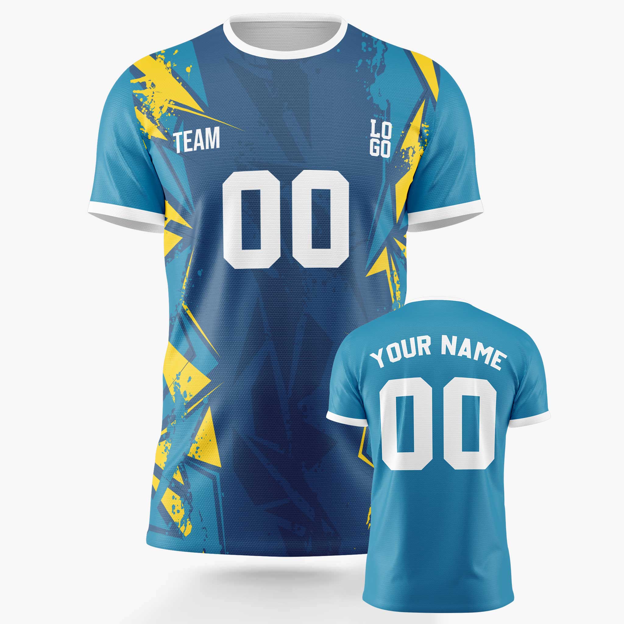 Custom Soccer Jersey Aqua Blue and White - Design Your Own