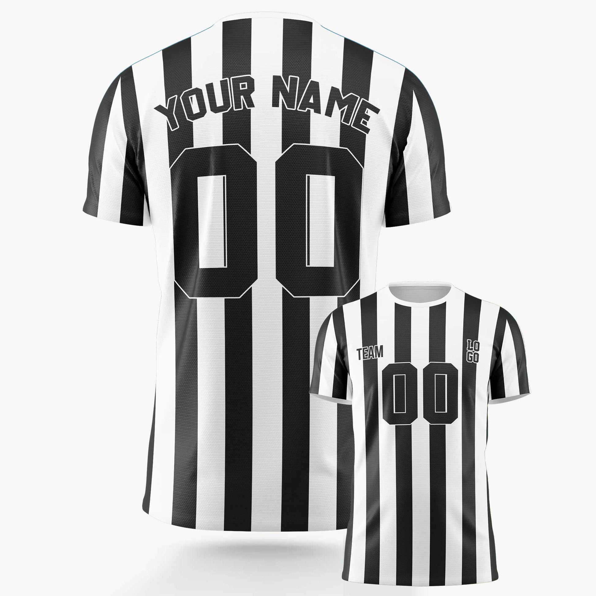 Custom Pinstripe Soccer Jersey Black and White - Design Your Own