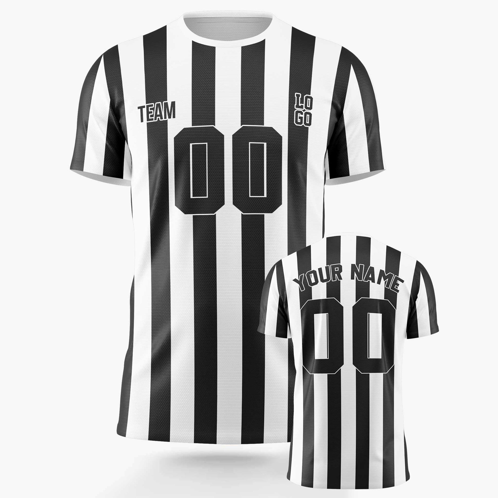 Custom Pinstripe Soccer Jersey Black and White - Design Your Own