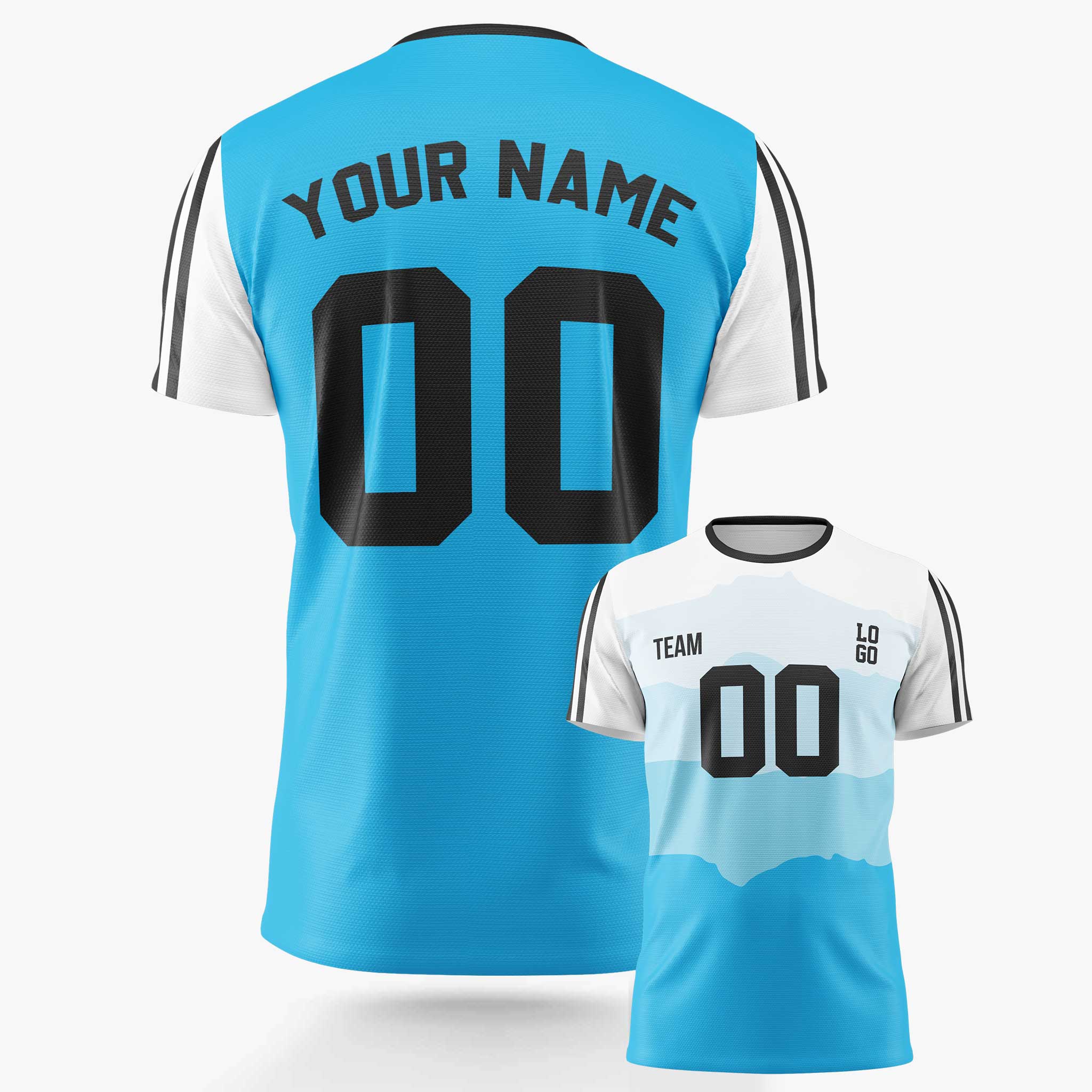 Custom Soccer Jersey Blue and White - Design Your Own