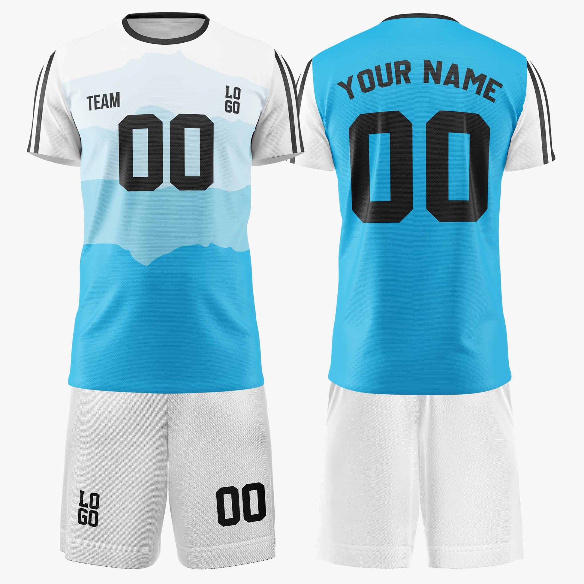 Custom Soccer Jersey Blue and White - Design Your Own