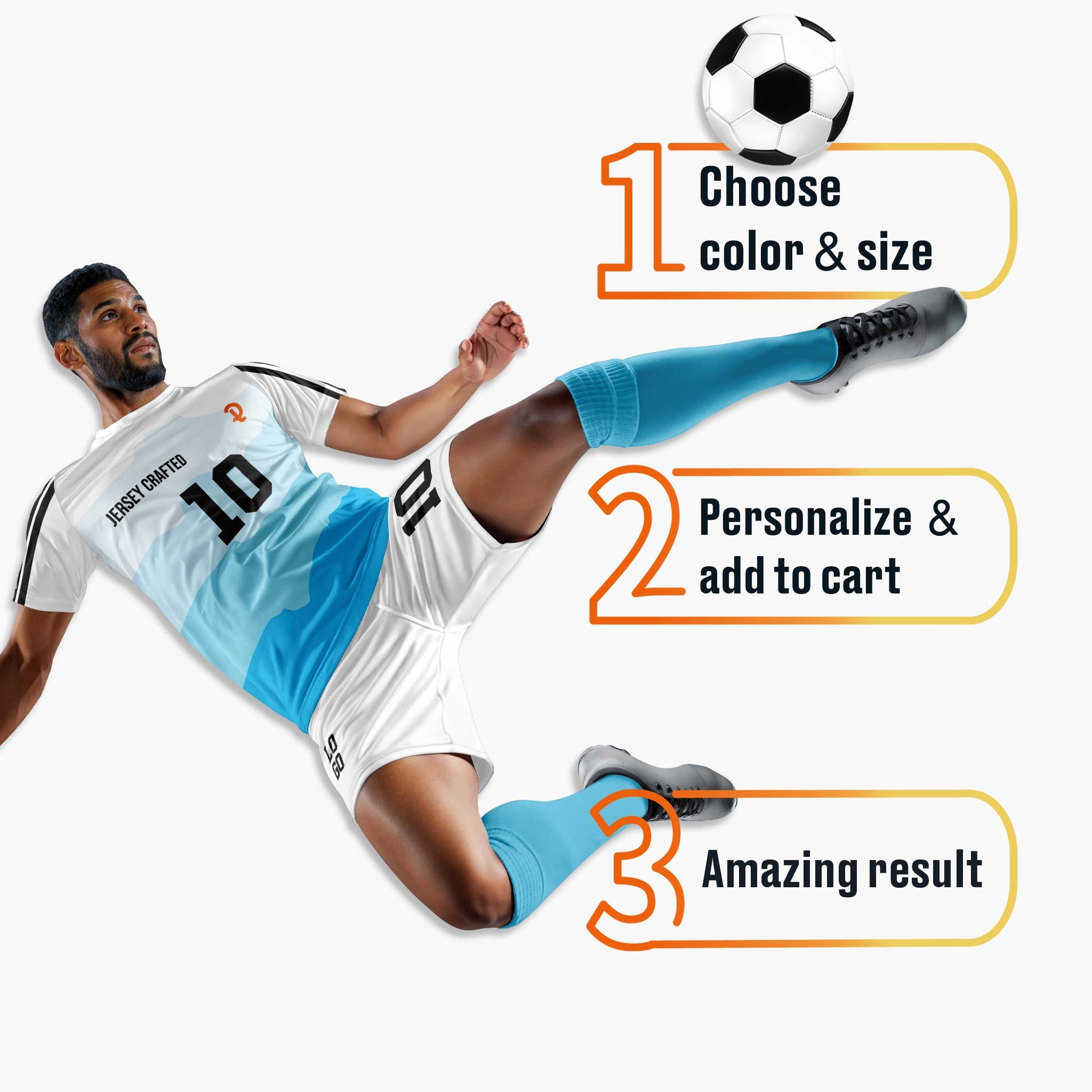 Custom Soccer Jersey Blue and White - Design Your Own