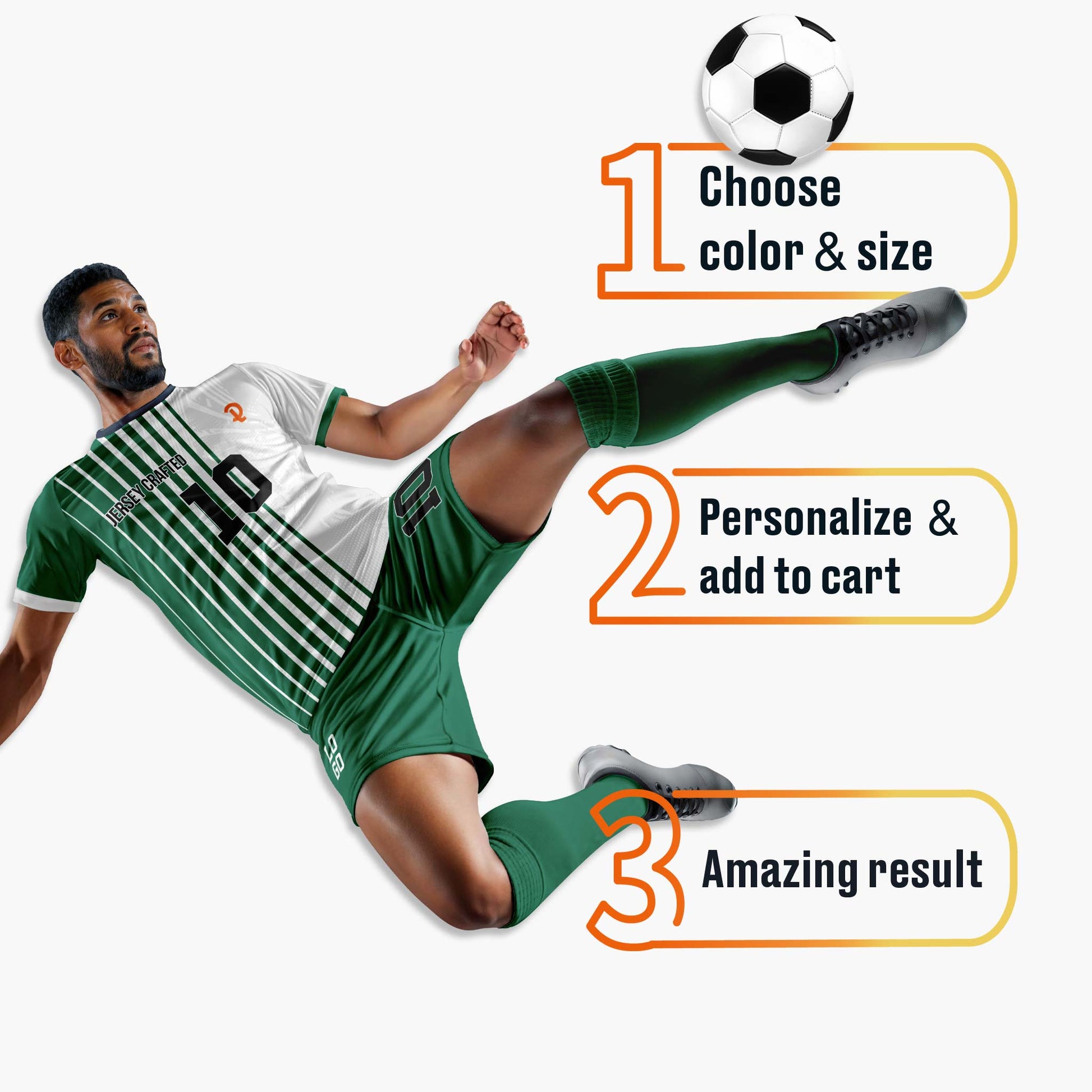 Custom Pinstripe Soccer Jersey Green and White - Design Your Own