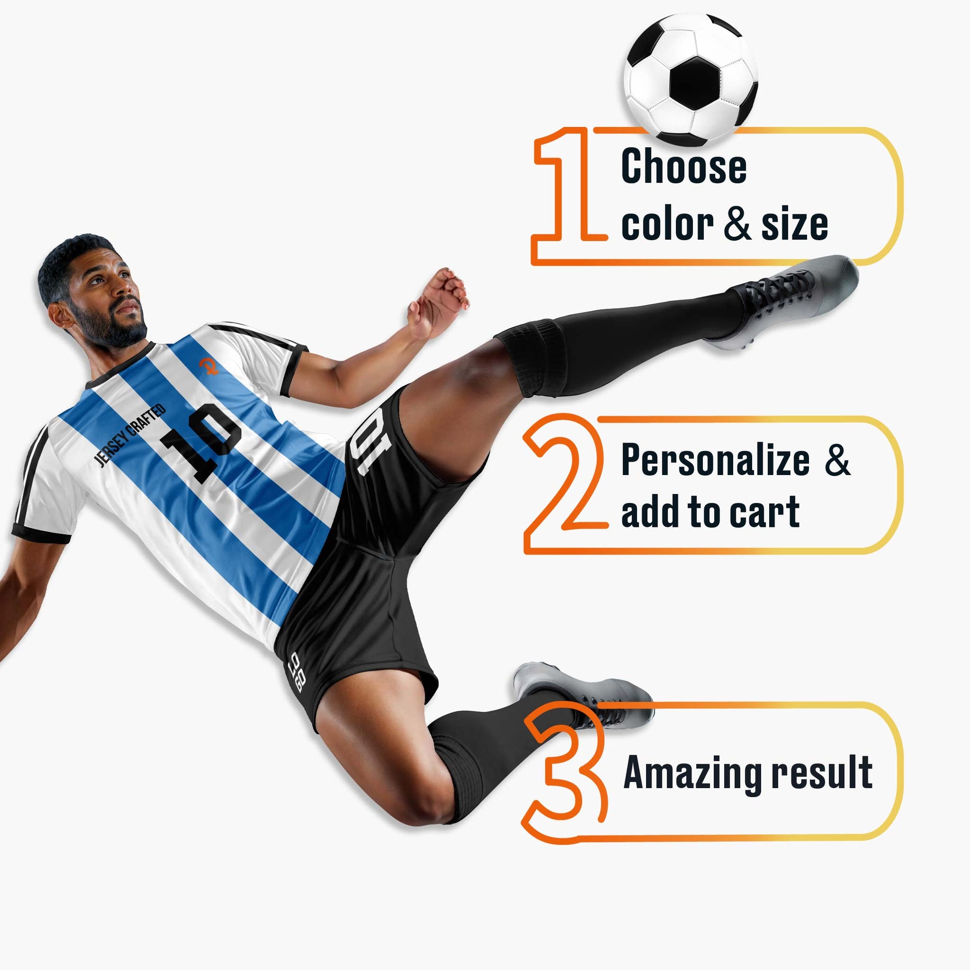 Custom Pinstripe Soccer Jersey Light Blue and White - Design Your Own