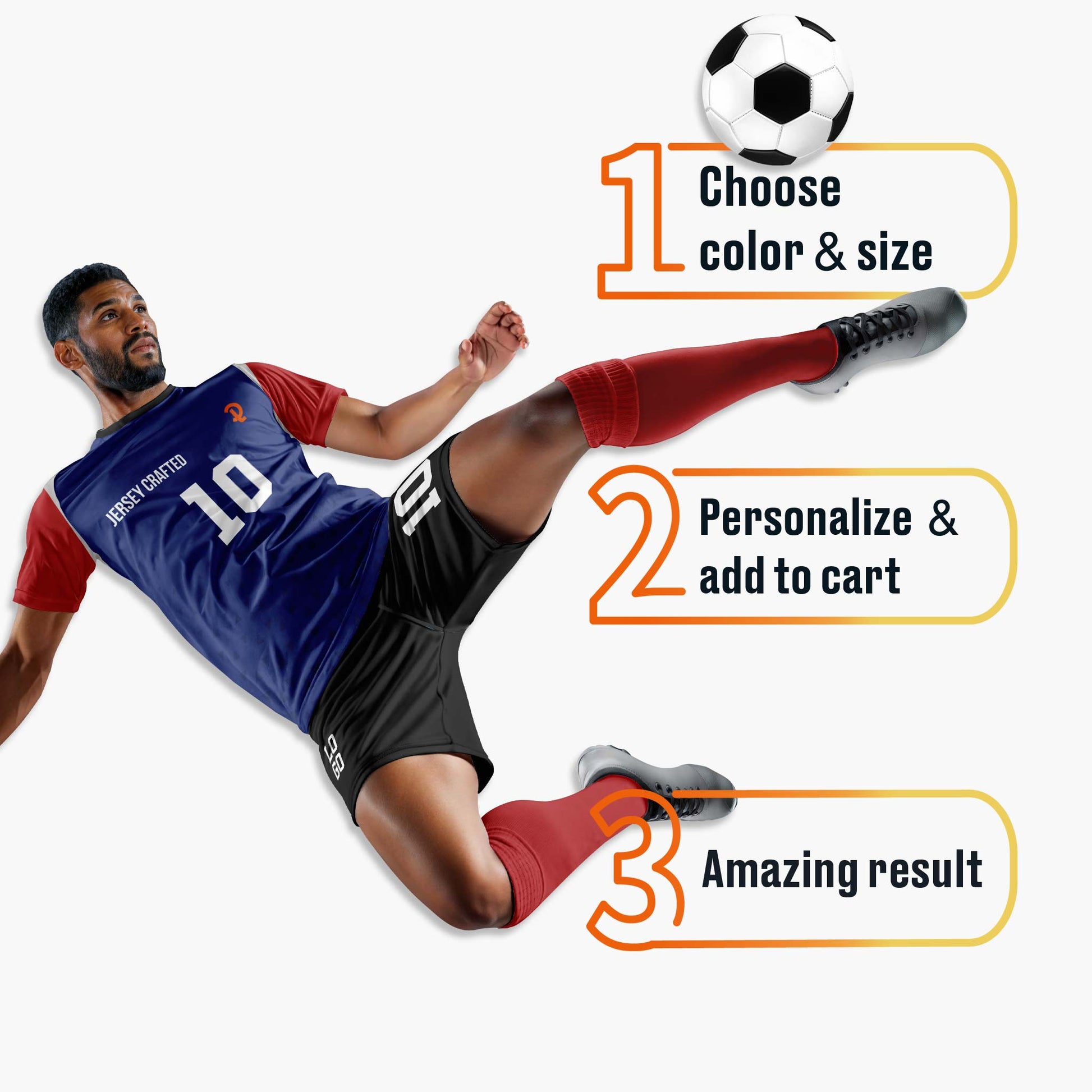 Custom Soccer Jersey Navy Gray and Red - Design Your Own