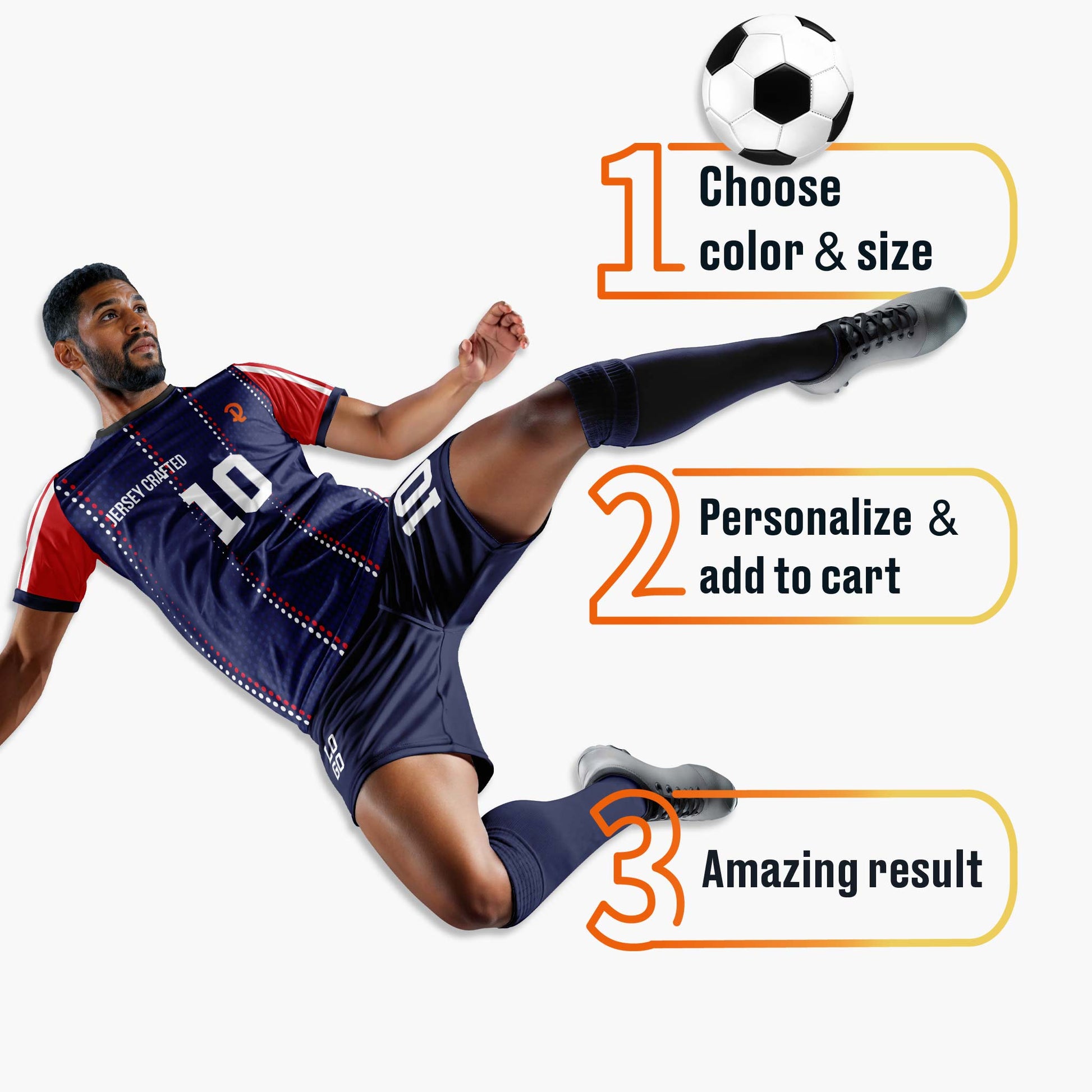 Custom Soccer Jersey Navy and Red - Design Your Own