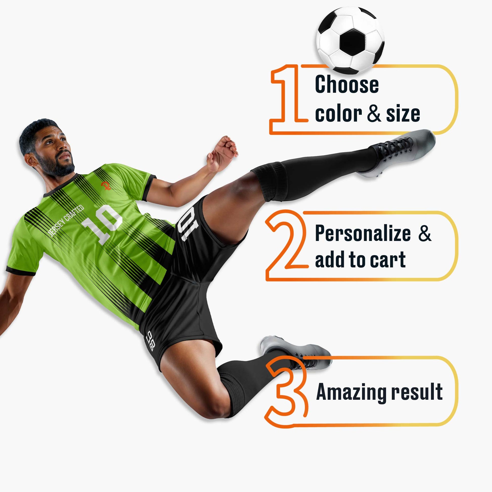 Custom Pinstripe Soccer Jersey Neon Green and Black - Design Your Own