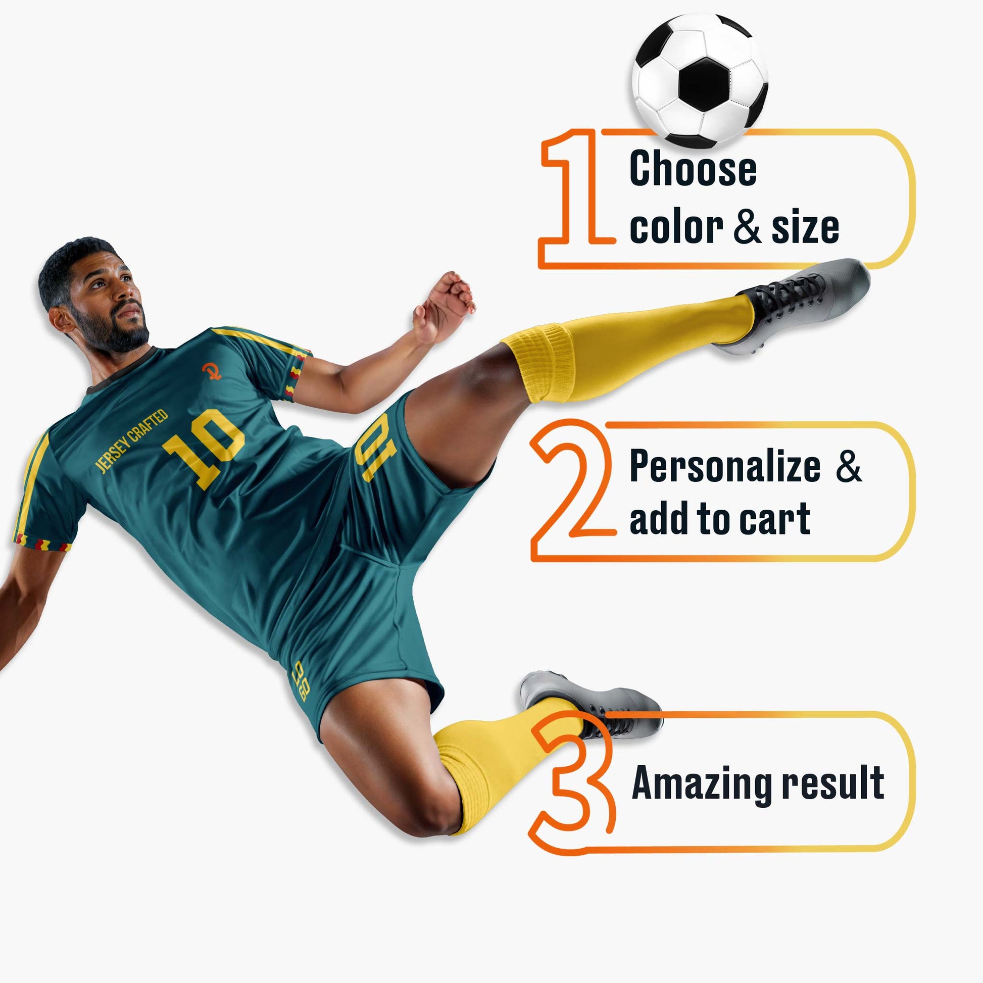 Custom Soccer Jersey Petrol Green and Yellow - Design Your Own