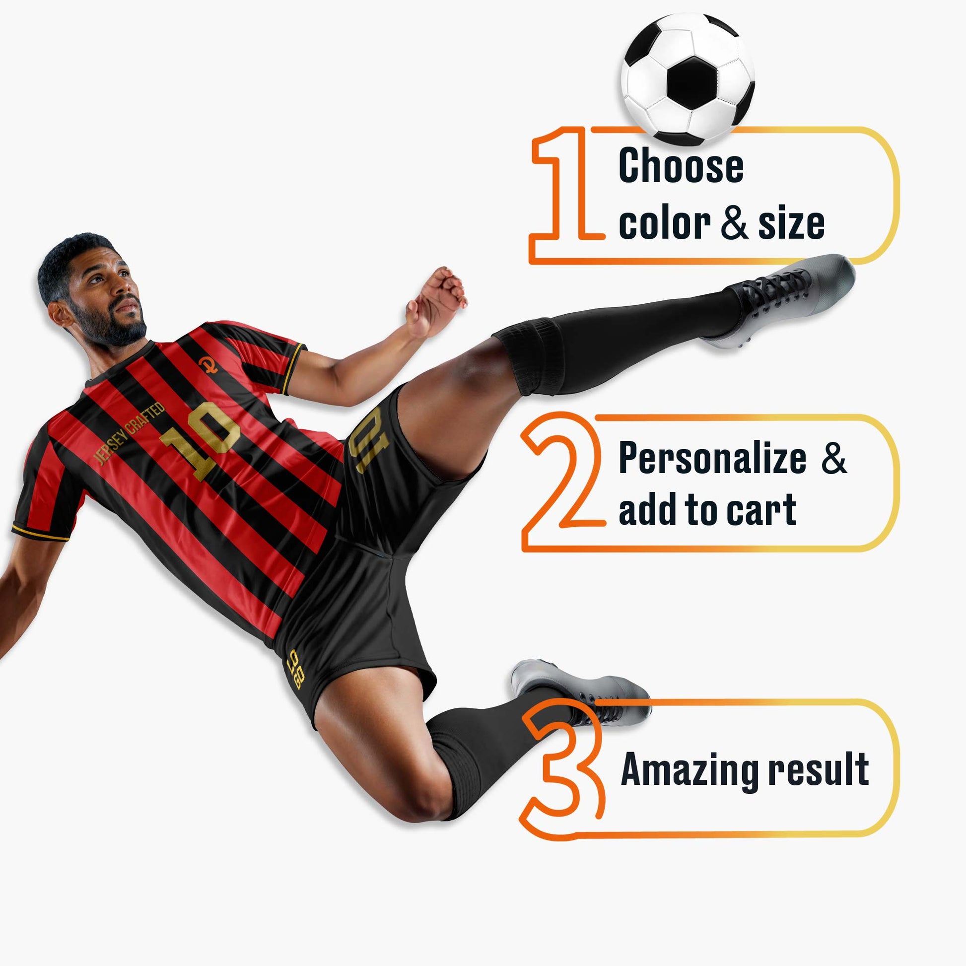 Custom Pinstripe Soccer Jersey Red and Black - Design Your Own