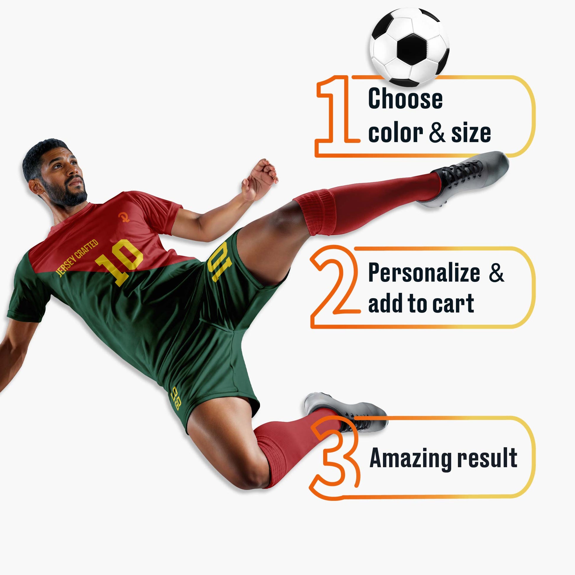 Custom Soccer Jersey Red and Dark Green - Design Your Own