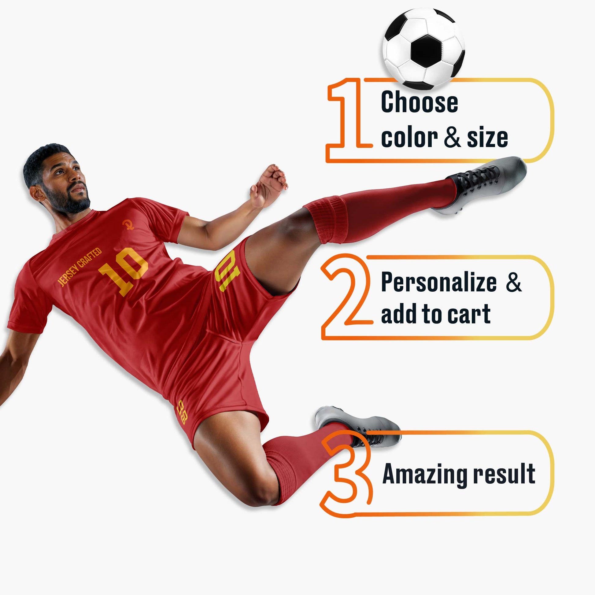 Custom Pinstripe Soccer Jersey Red and Gold - Design Your Own