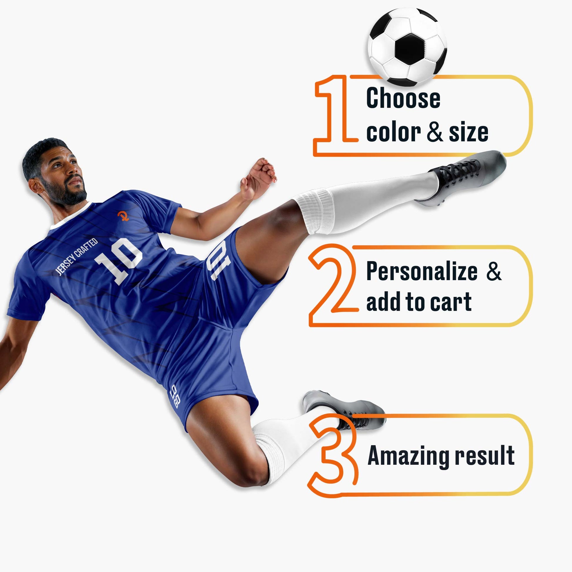 Custom Soccer Jersey Royal and White - Design Your Own