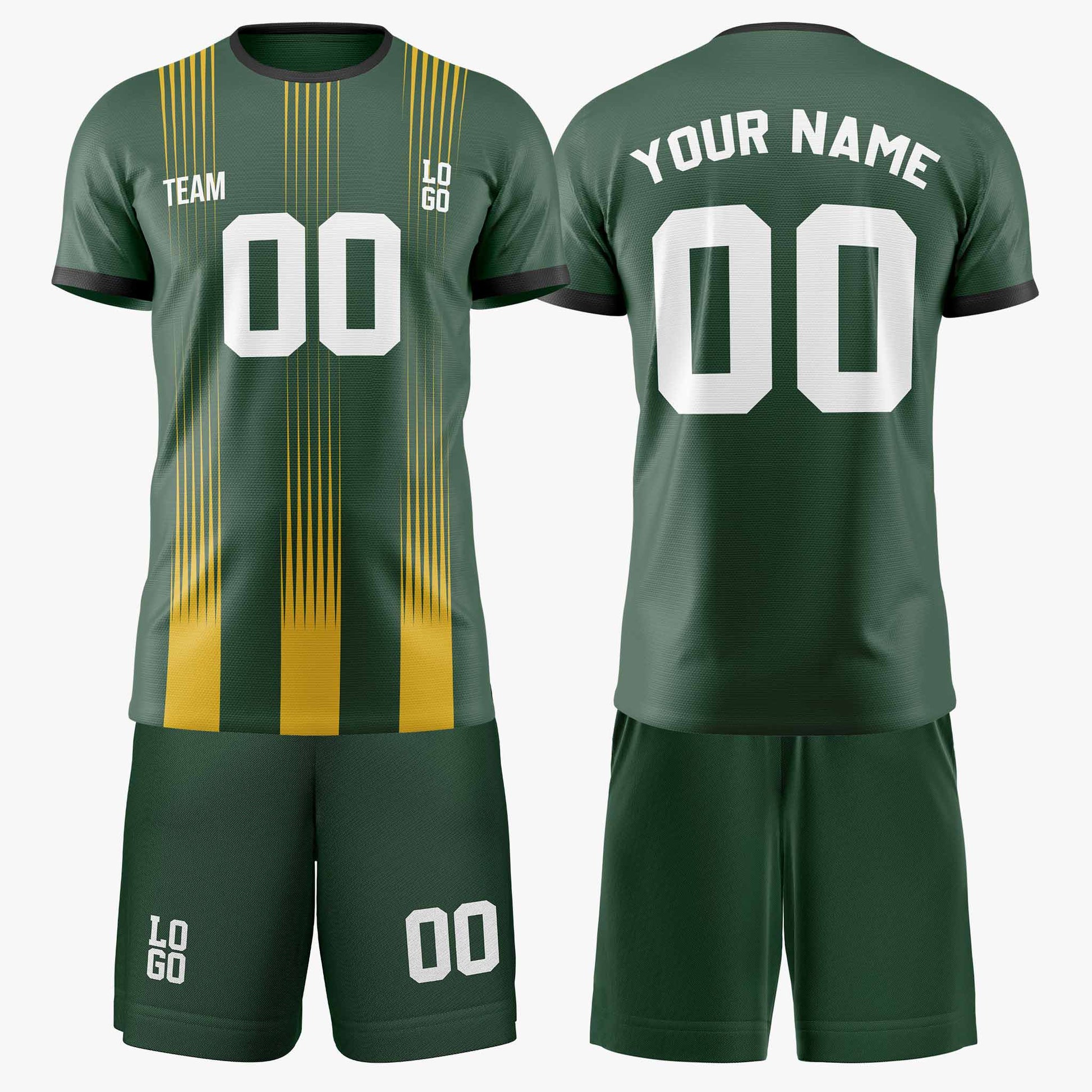 Custom Soccer Jersey Dark Green and Yellow - Design Your Own