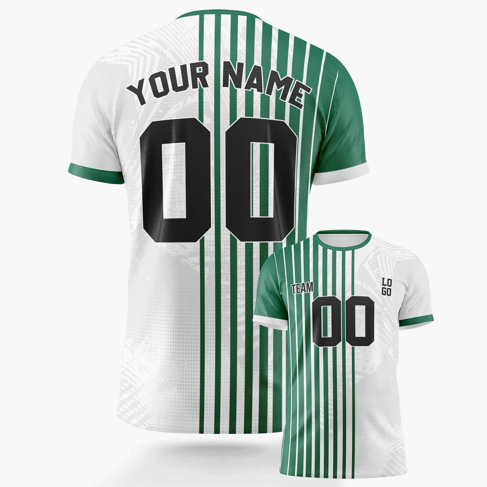 Custom Pinstripe Soccer Jersey Green and White - Design Your Own