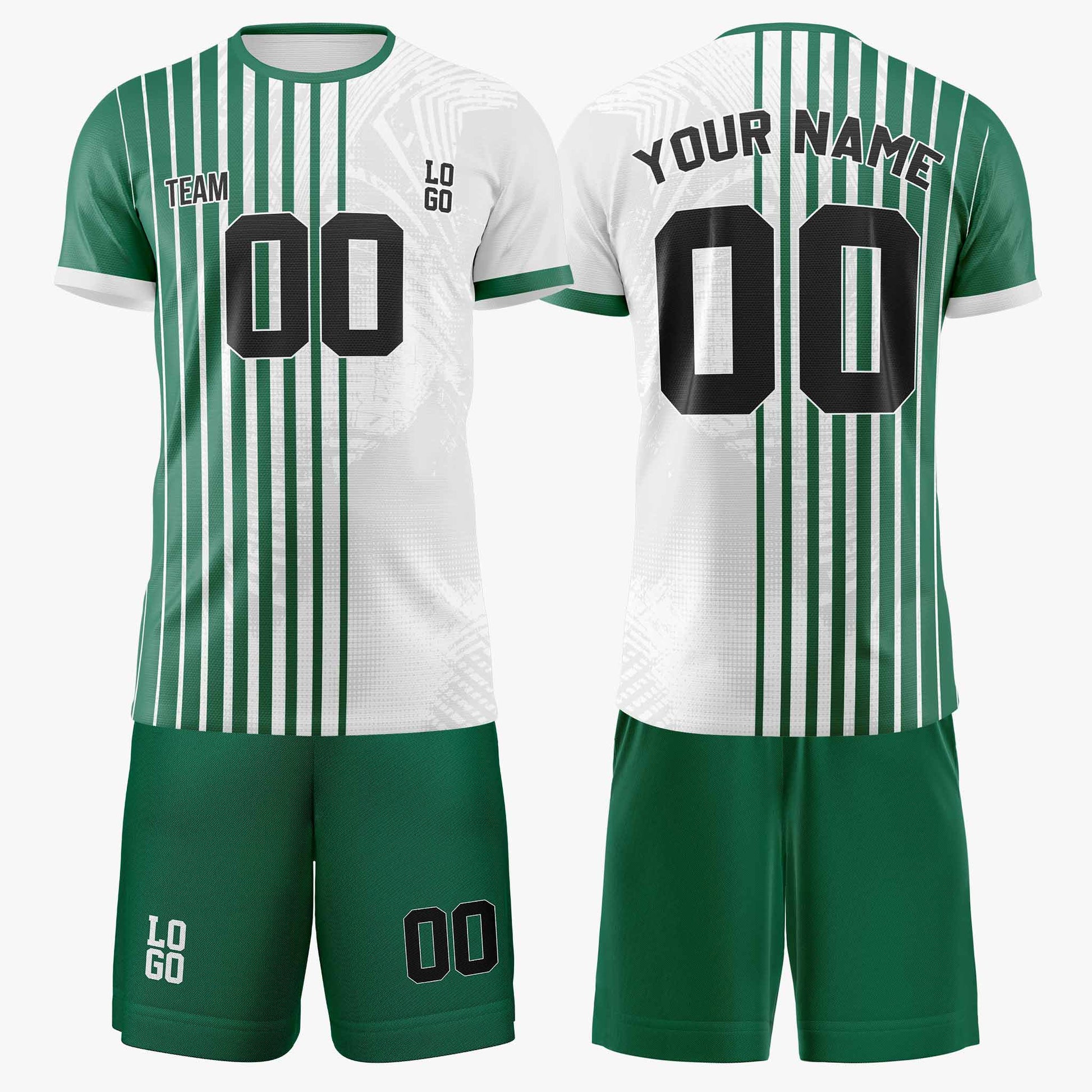 Custom Pinstripe Soccer Jersey Green and White - Design Your Own