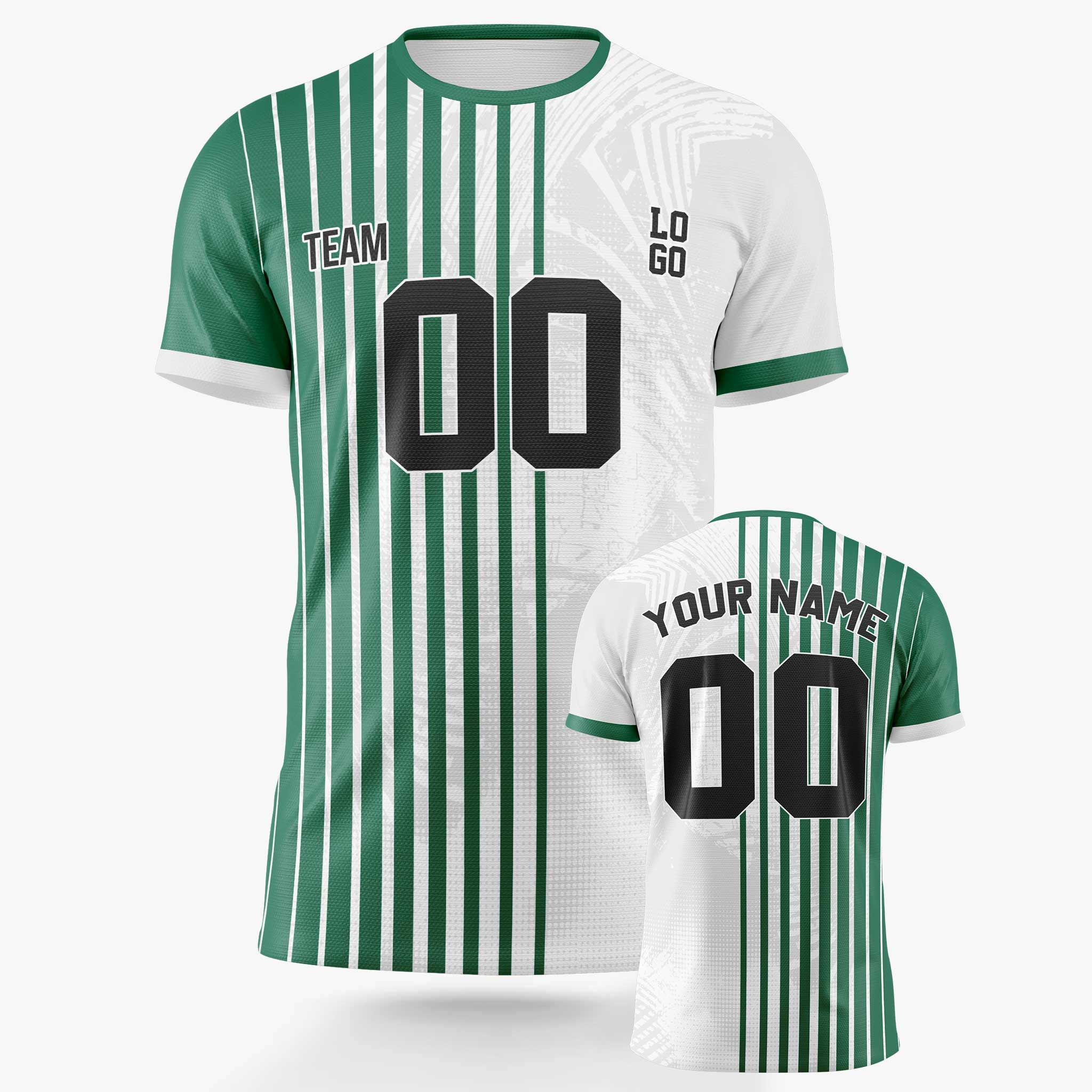 Custom Pinstripe Soccer Jersey Green and White - Design Your Own